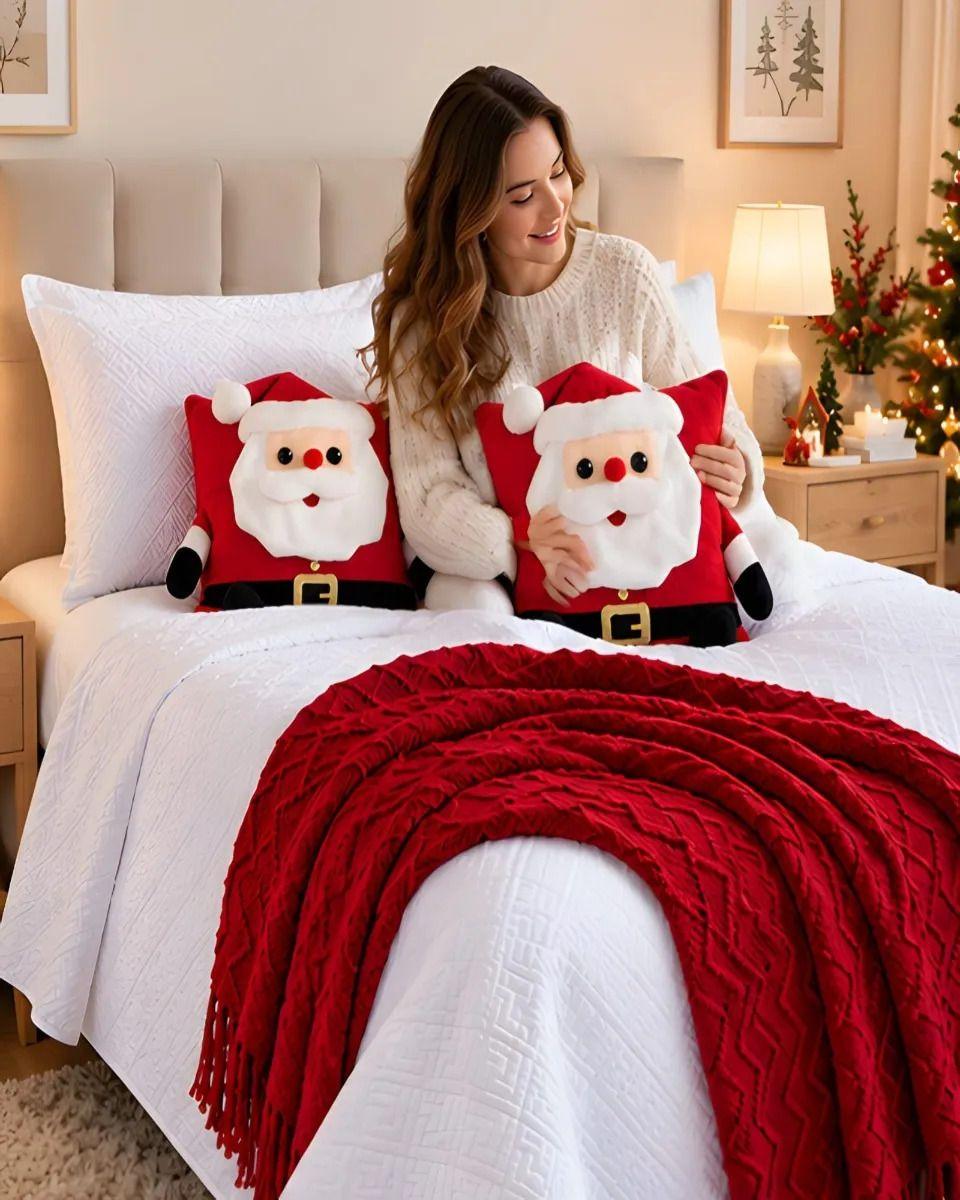 Set de Cama Navideño con Cubrecamas y 2 Fundas de Cojin 2 Plazas m29-0