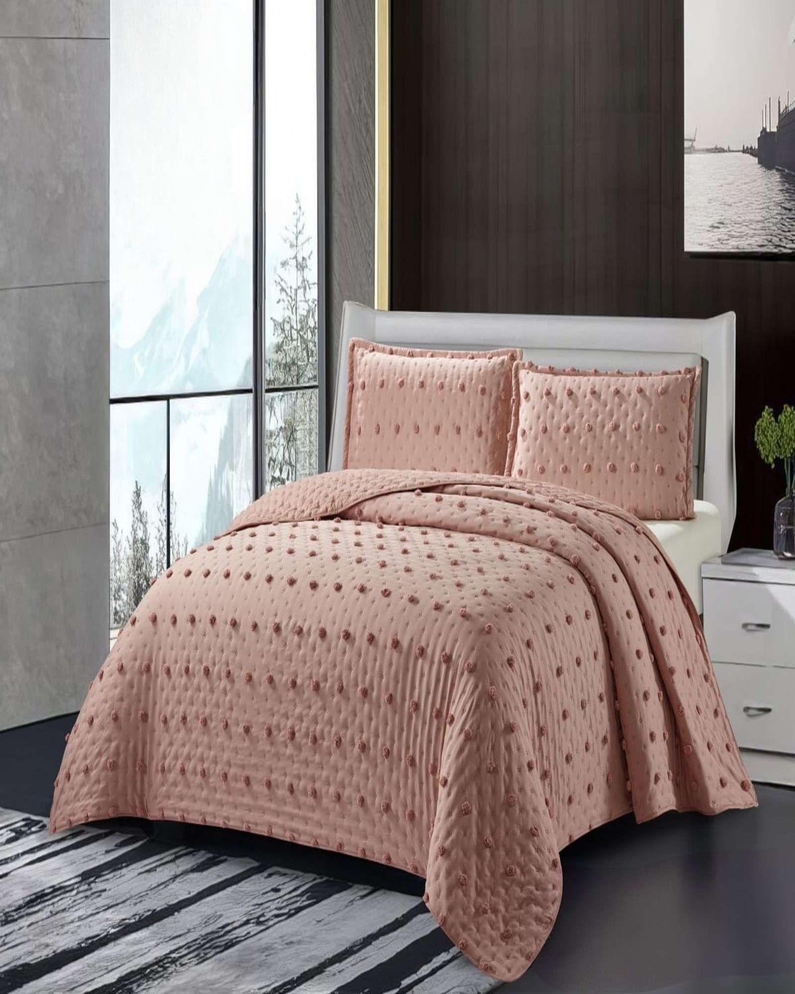 CUBRECAMA QUILT TUFTING DE LUJO SUAVE PLAZA Y MEDIA p002-3