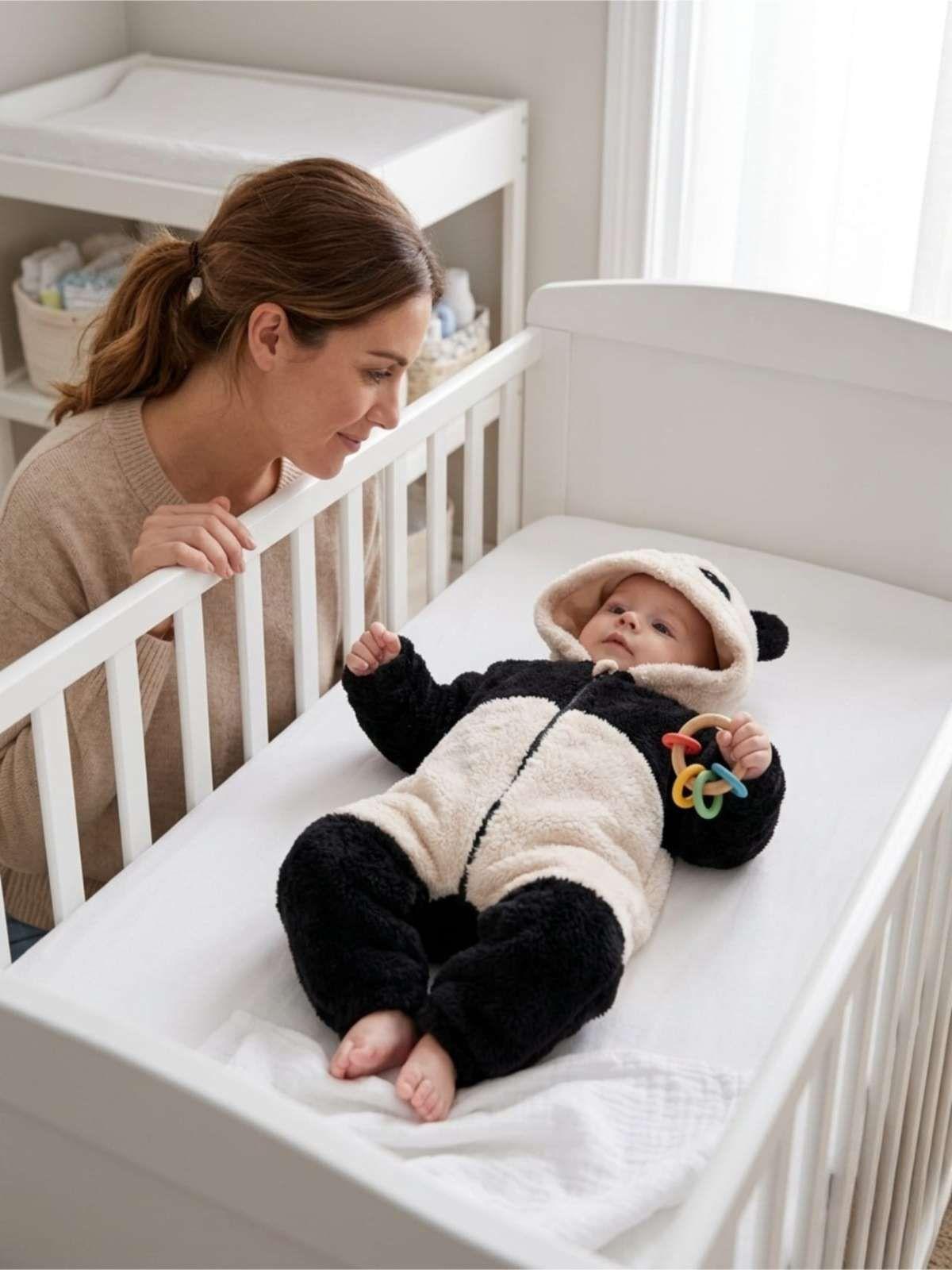 Pijama Enterizo Térmico para Bebé - Peluche Suave 3 a 6 Meses negro-4