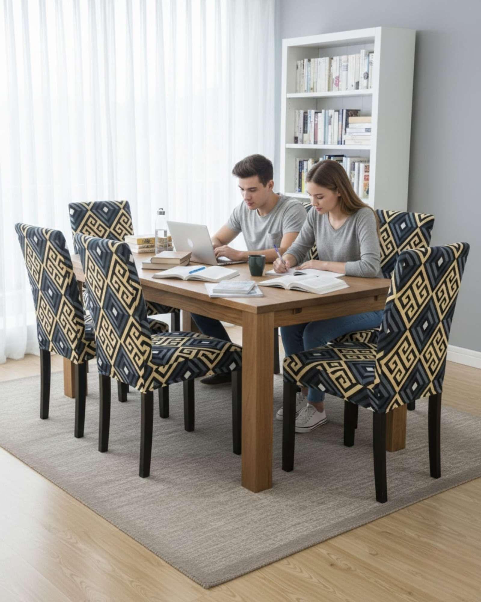 JUEGOS DE 6 FUNDAS PARA SILLAS  CON DISEÑO ELASTICO M19-2