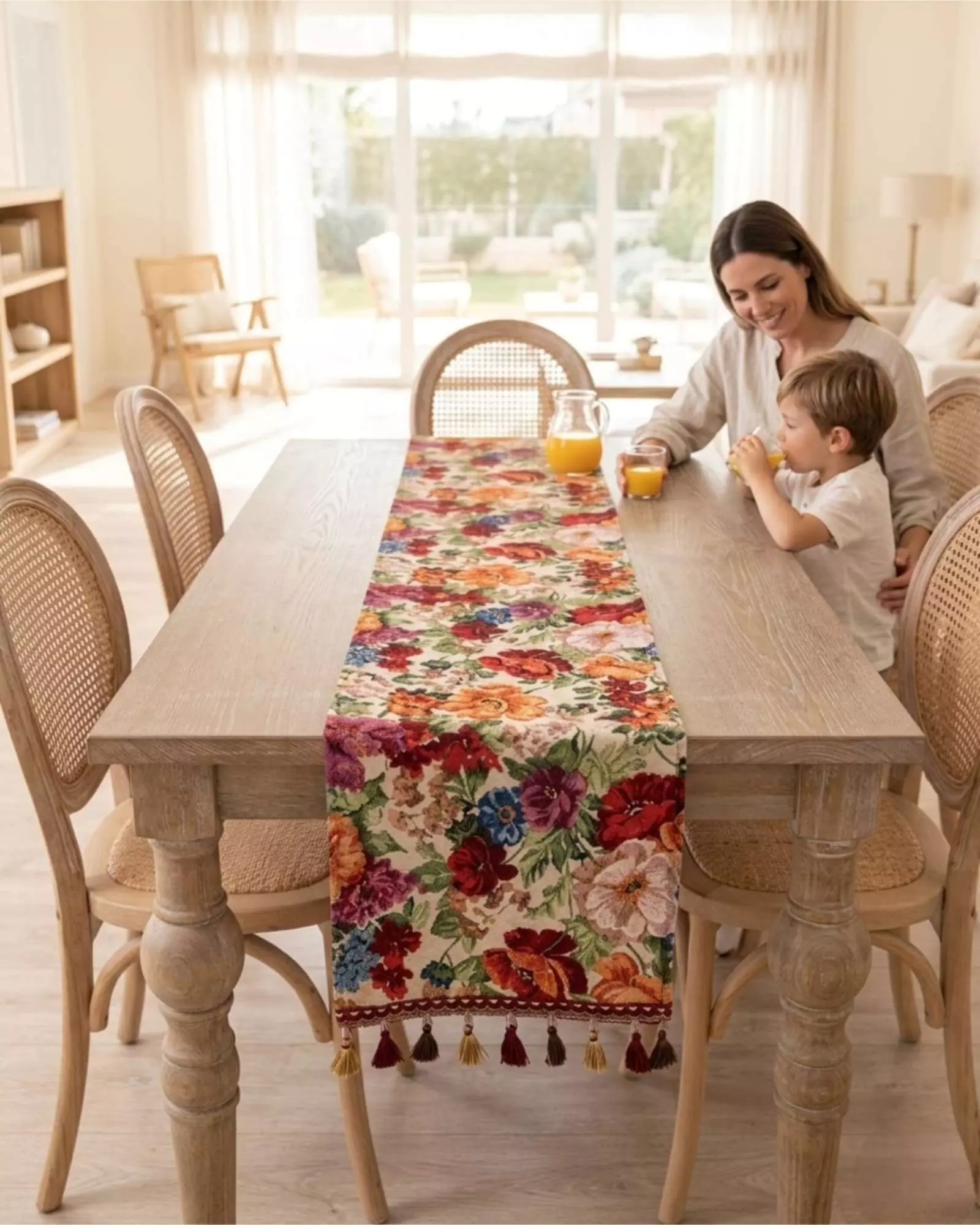Camino de Mesa Decorativo Diseño Flores 33x180 cm 04-3