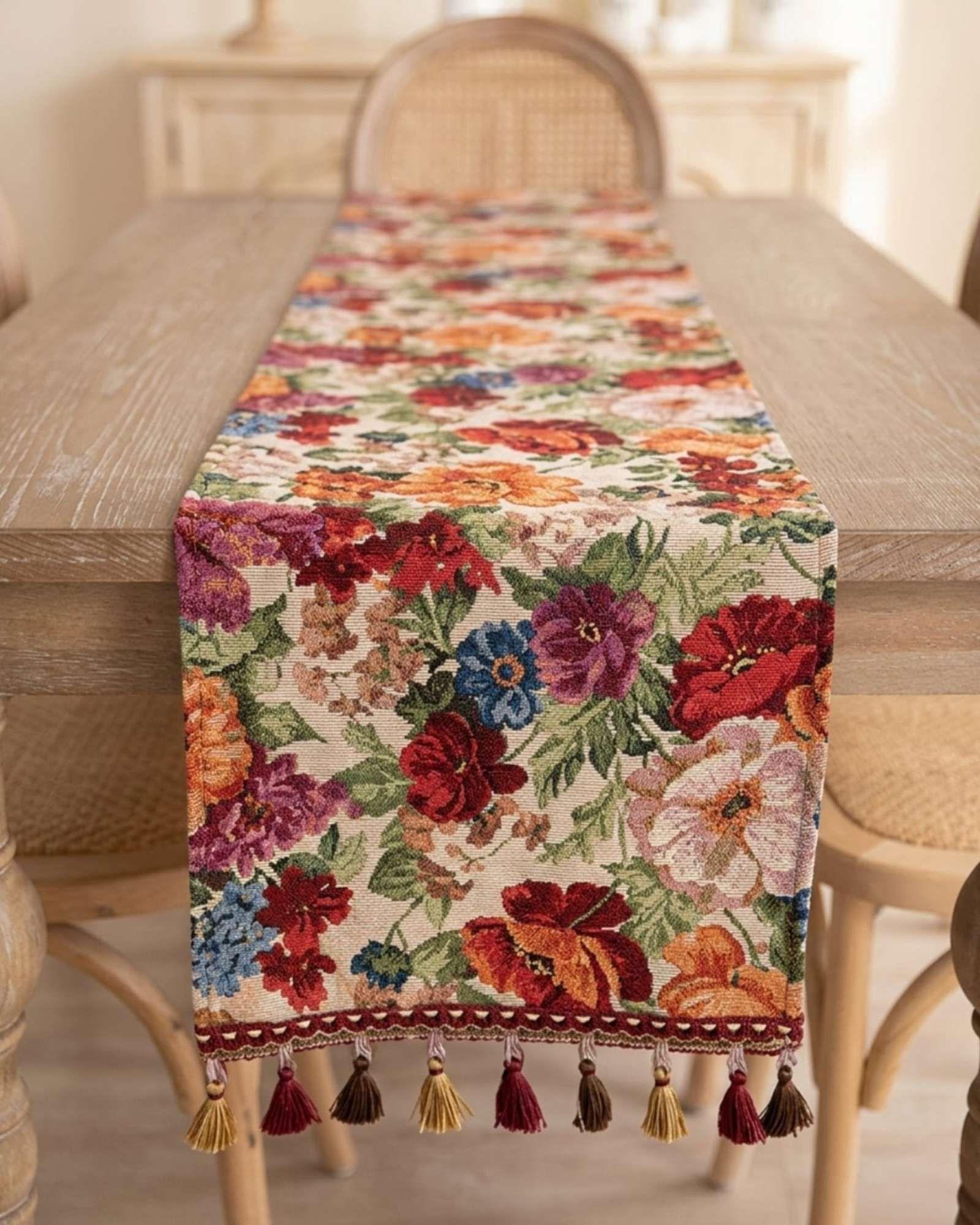 Camino de Mesa Decorativo Diseño Flores 33x180 cm 04-4