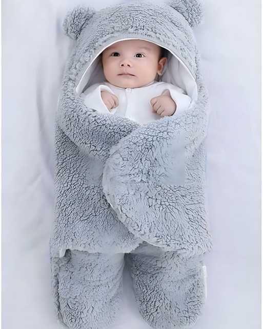 MANTA FRAZADA DE OSO COBERTOR PARA BEBÉ GRIS-2
