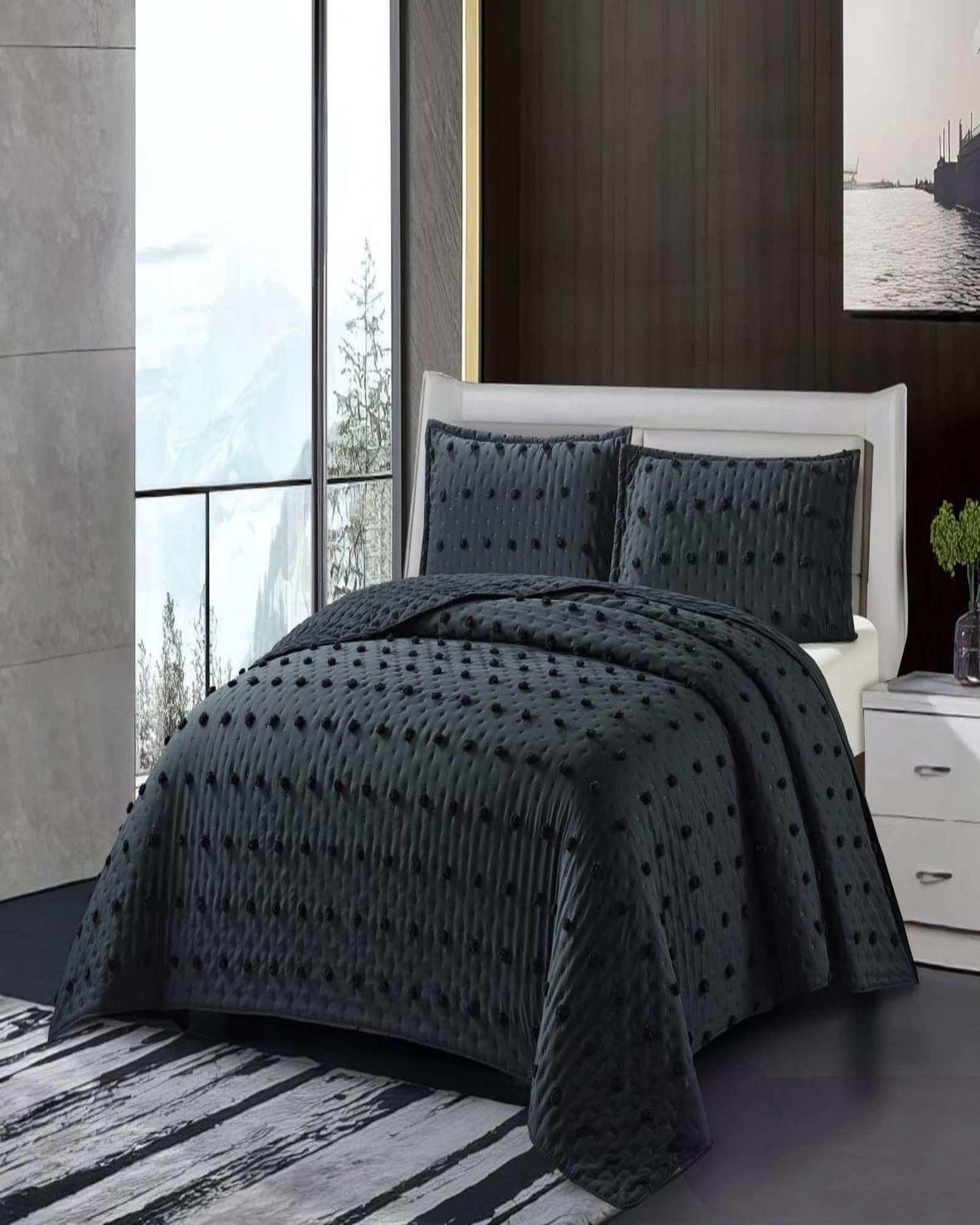 CUBRECAMA QUILT TUFTING DE LUJO SUAVE PLAZA Y MEDIA p001-3