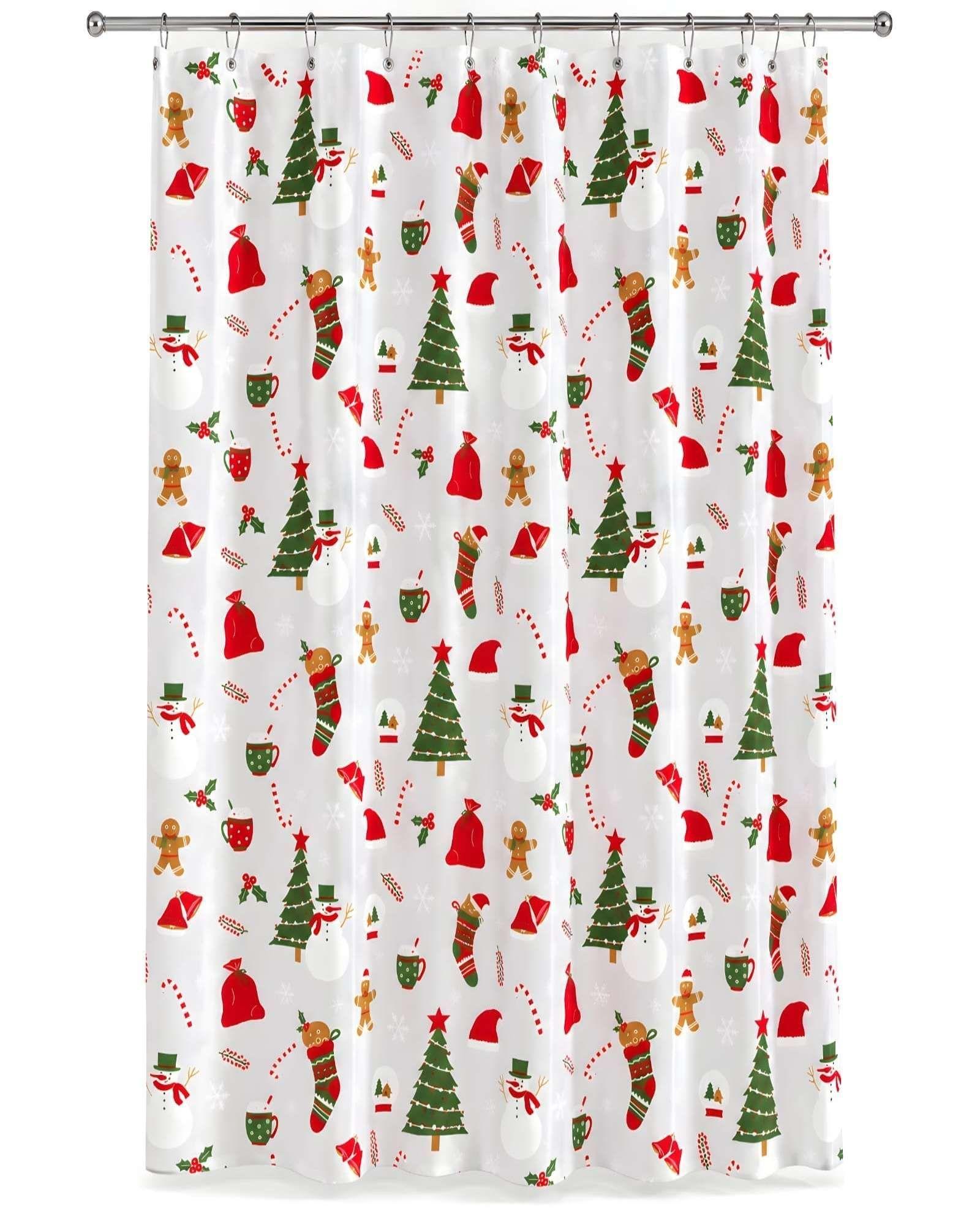 Cortina de Ducha Navideña 180 x 180 cm con Forro Protector -5