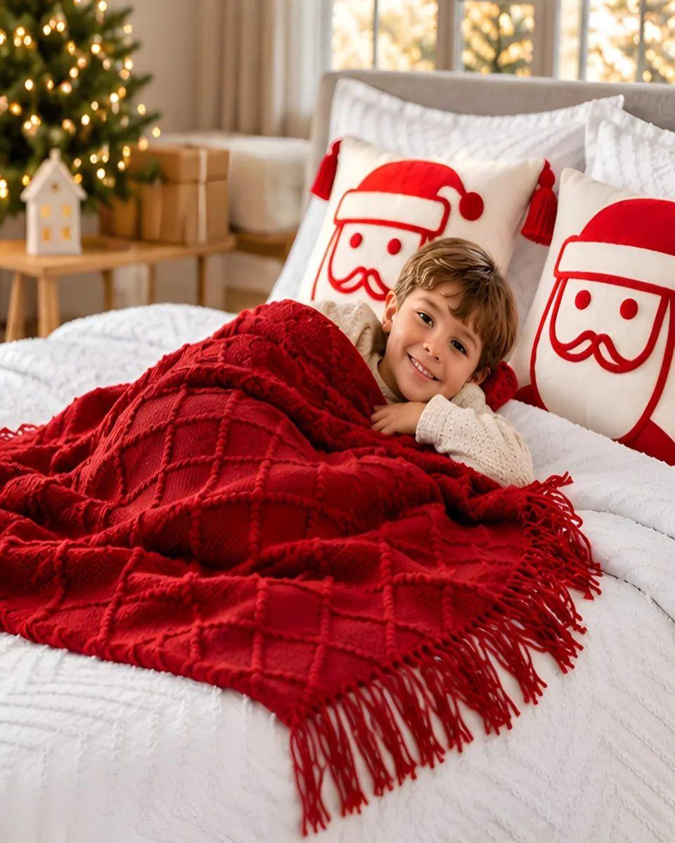 Set de Cama Navideño con Cubrecamas y 2 Fundas de Cojin 2 Plazas m22-1