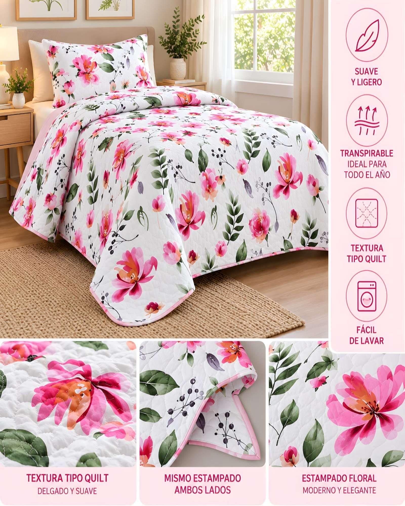 Cubrecamas Quilt de Verano Plaza y Media con Funda 02-4