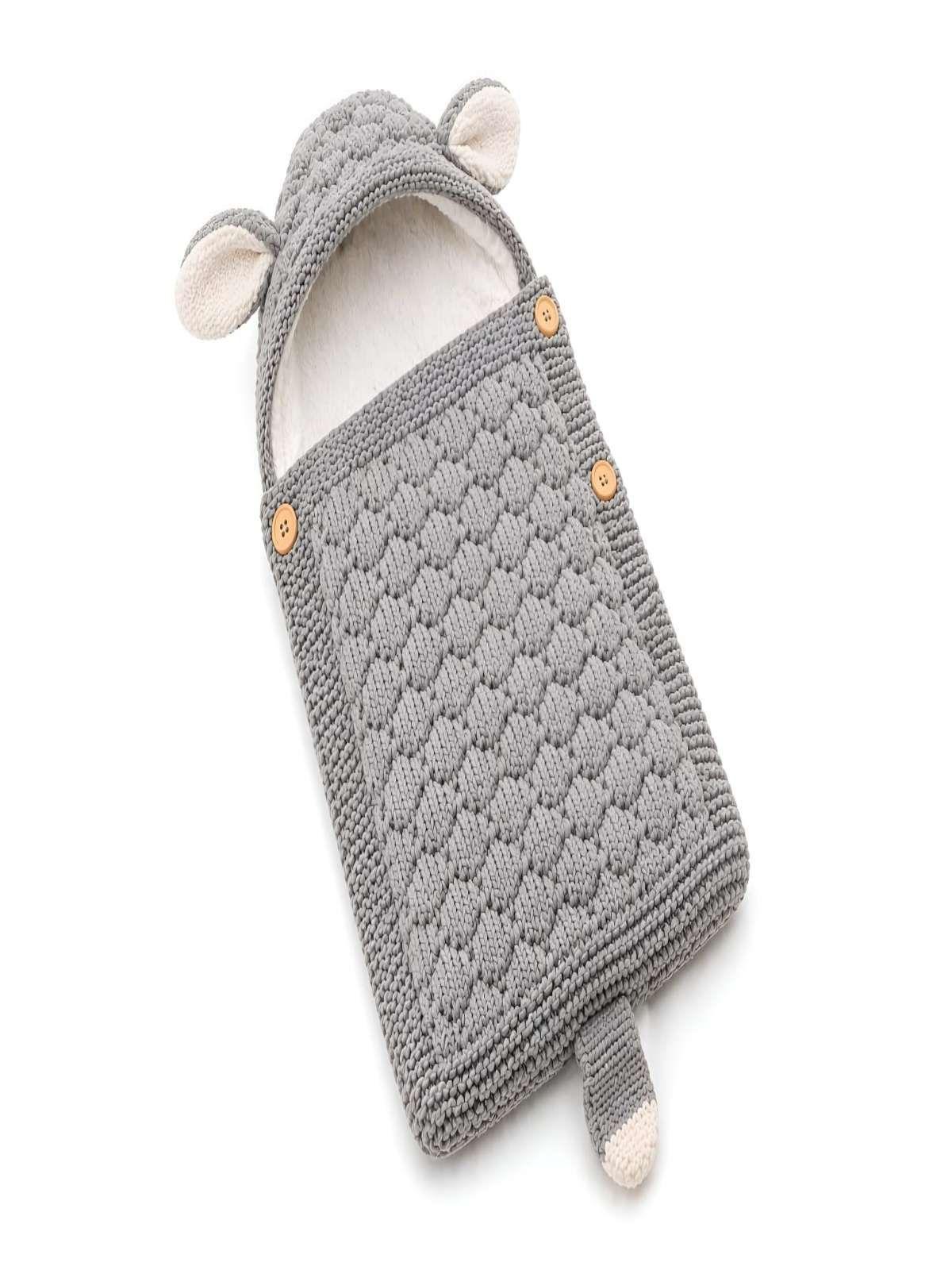 Saco de Dormir para Bebe con Capota y Forro cálido tejido gris-2