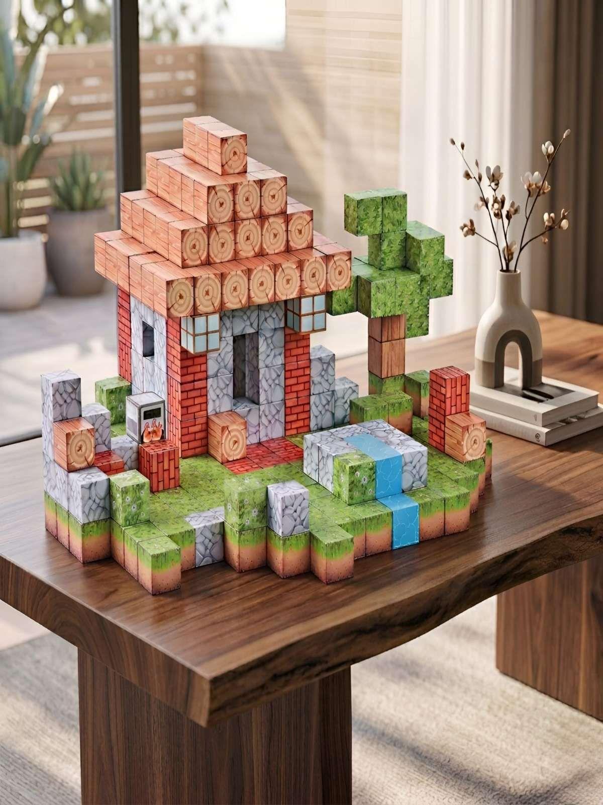 Cubos Magnéticos de Construcción 312 Piezas Tipo Minecraft-3