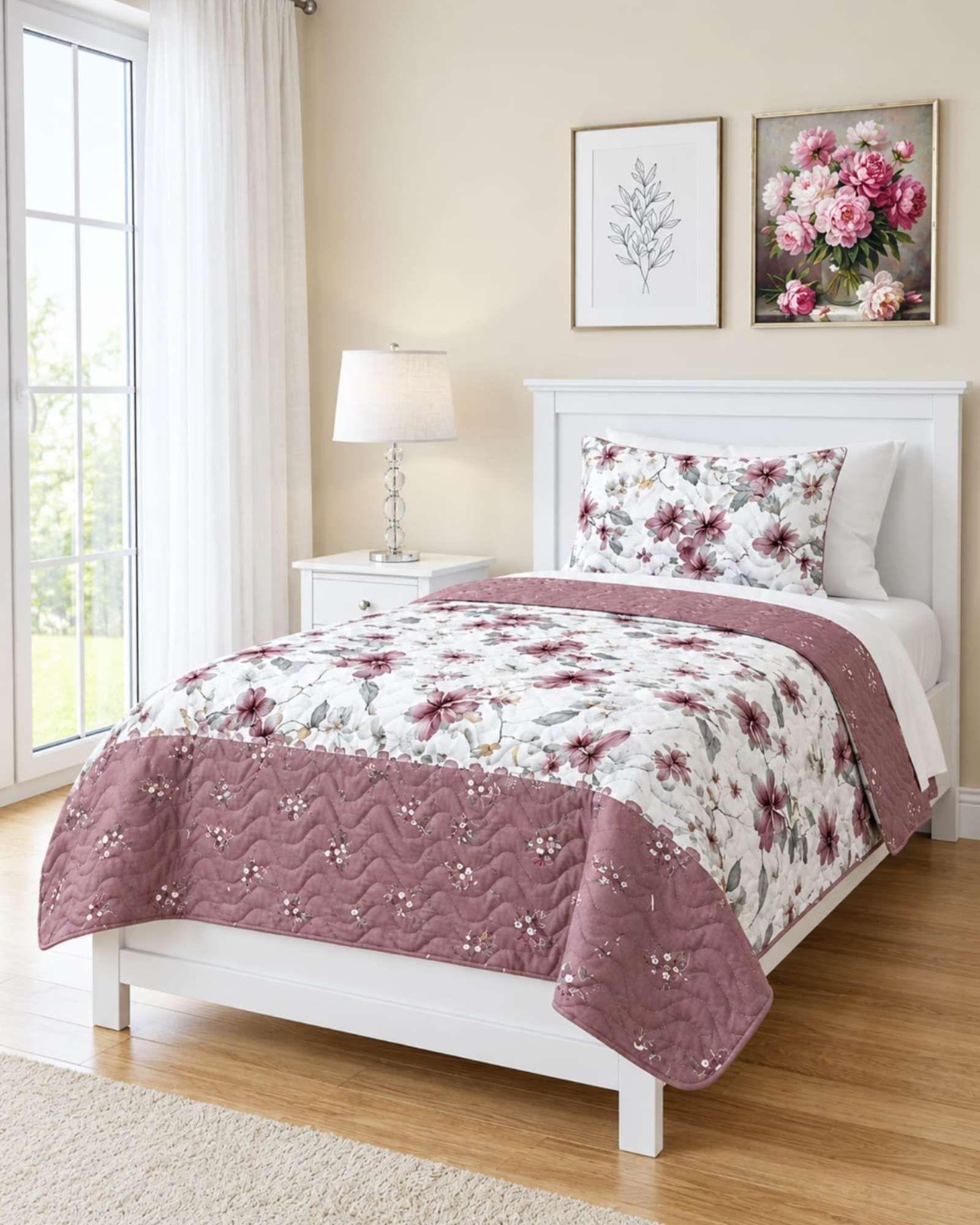 Juego Cubrecama Quilt Verano 1.5 Plazas + Juego De Sábanas 01-3