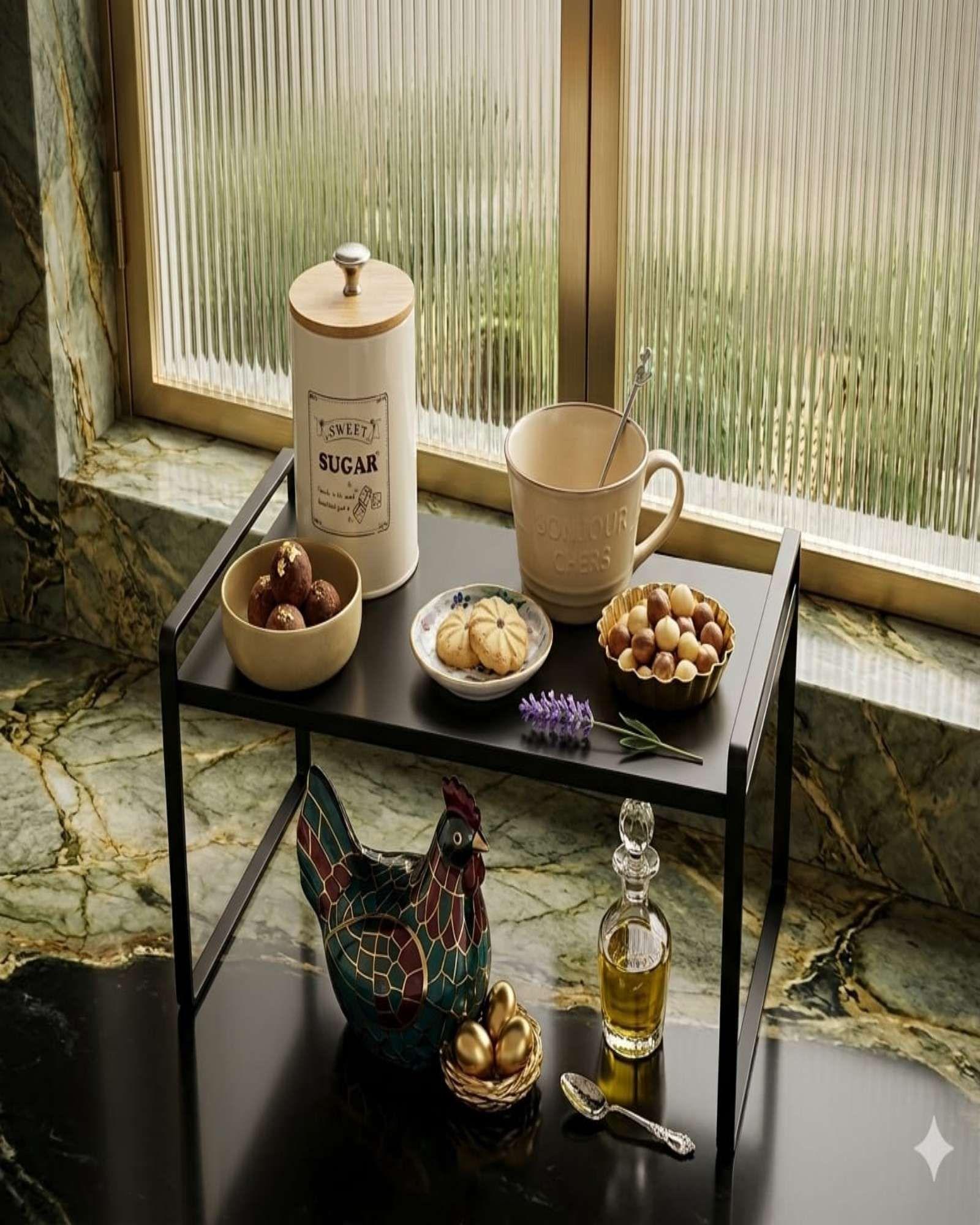 Rack Organizador de Fierro con Base de Madera Ideal para Baño y Cocina-2