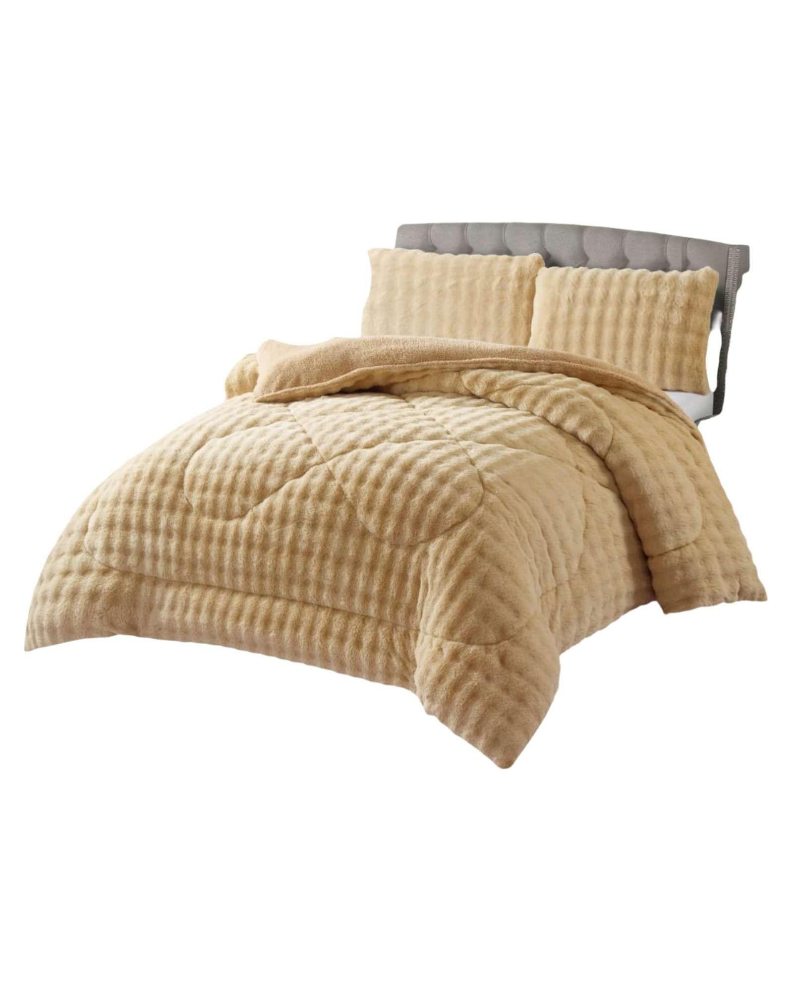 Cubrecama Acolchado Súper Calientito Plush con Chiporro 2 plazas beige-2