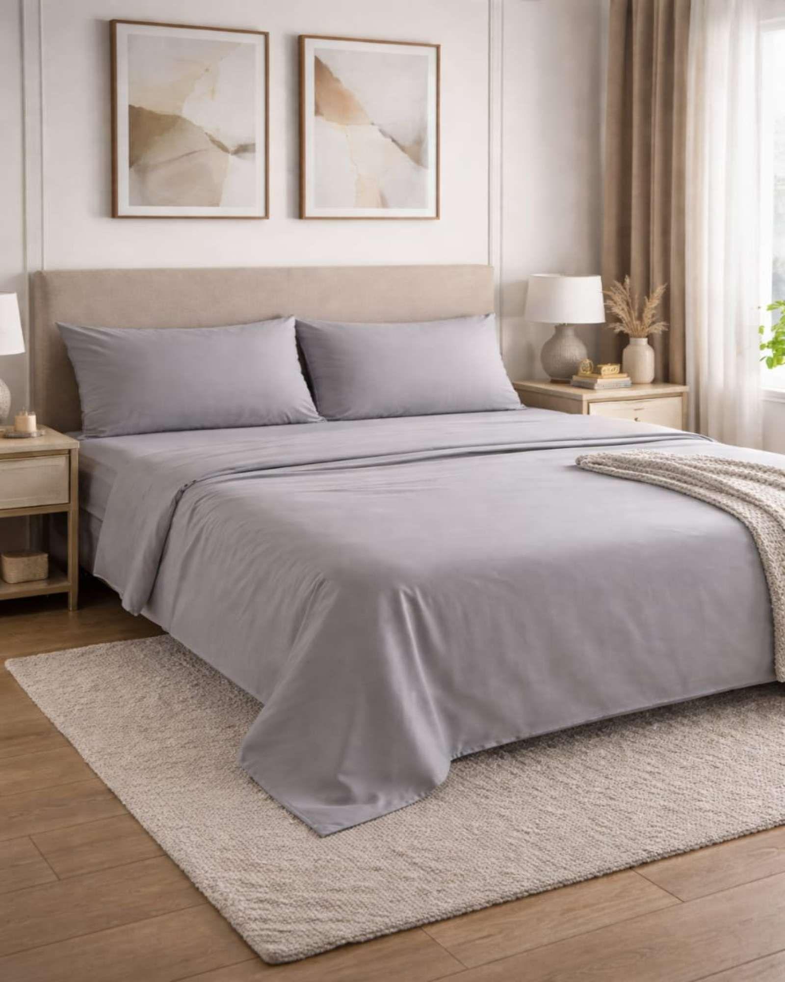 Juego de Sabanas 800 Hilos Estilo Americano 2 plazas gris-2