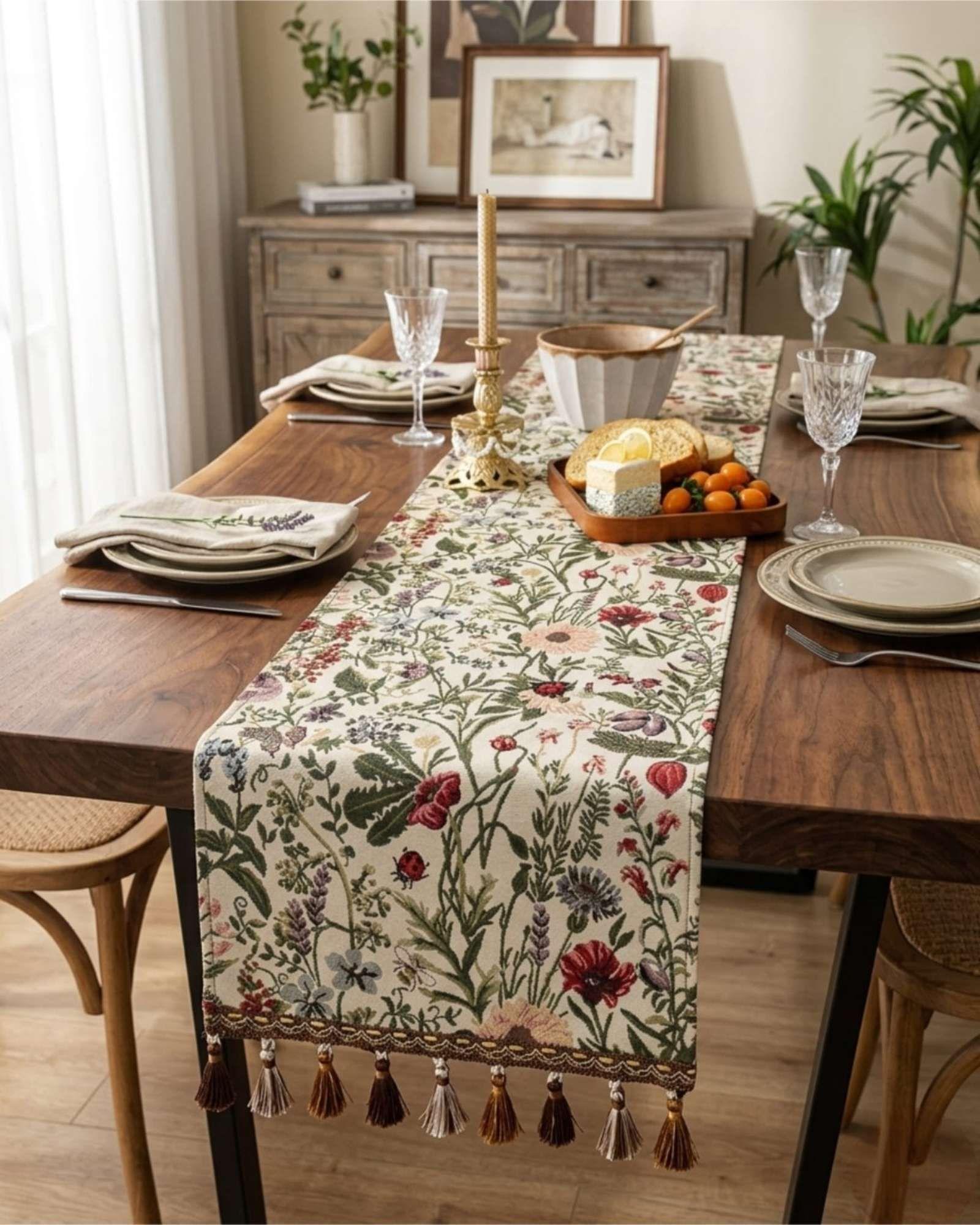 Camino de Mesa Decorativo Diseño Flores 33x180 cm 01-3