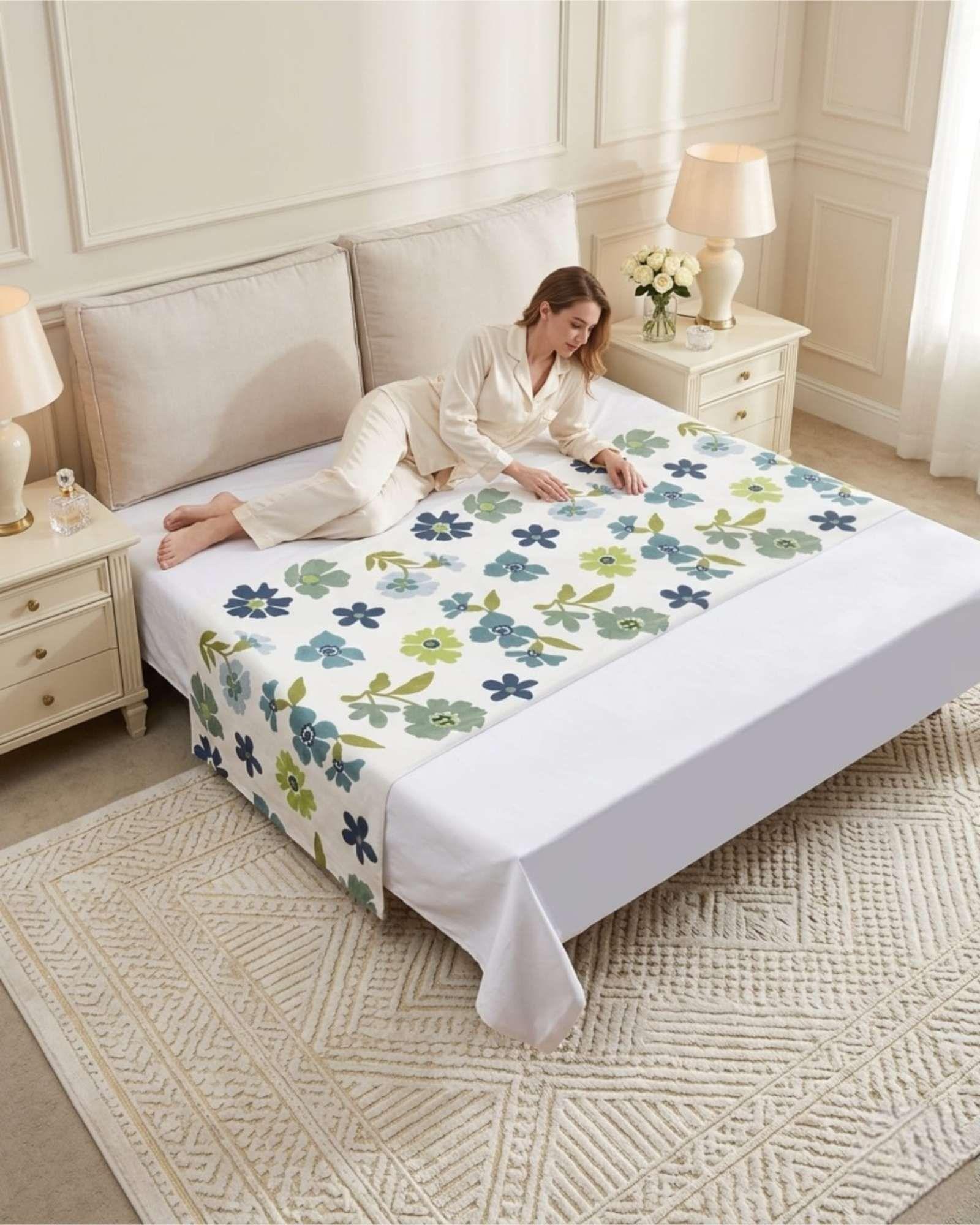 Piecera de Cama Texturizada con Bordado Botanico P3-0