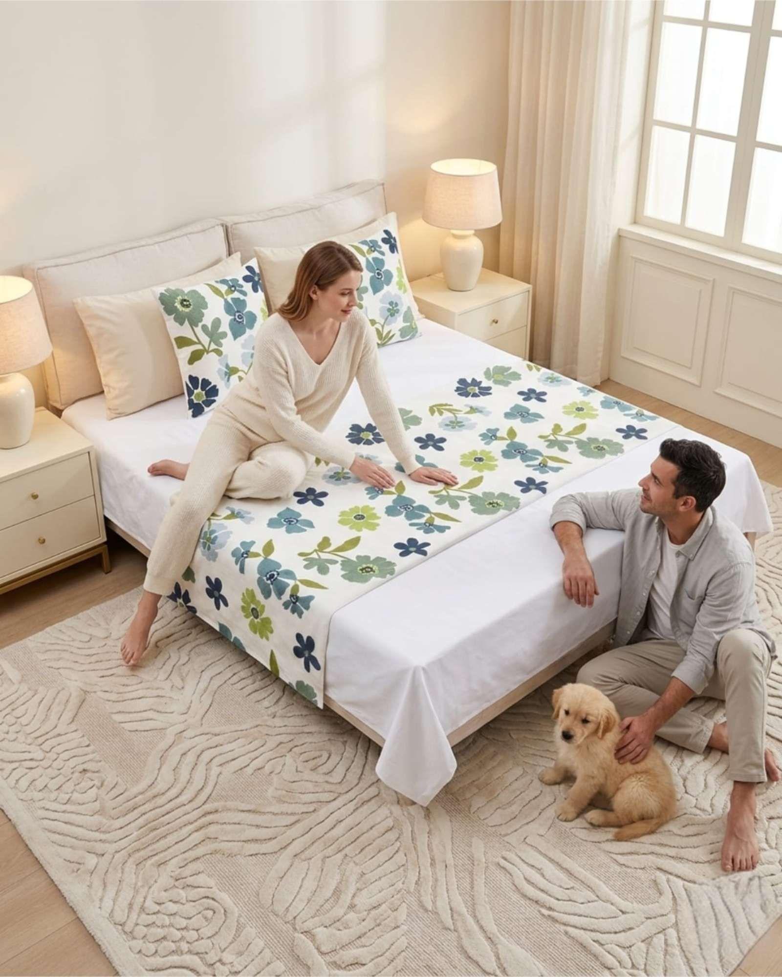 Piecera de Cama Texturizada con Bordado Botanico P3-1