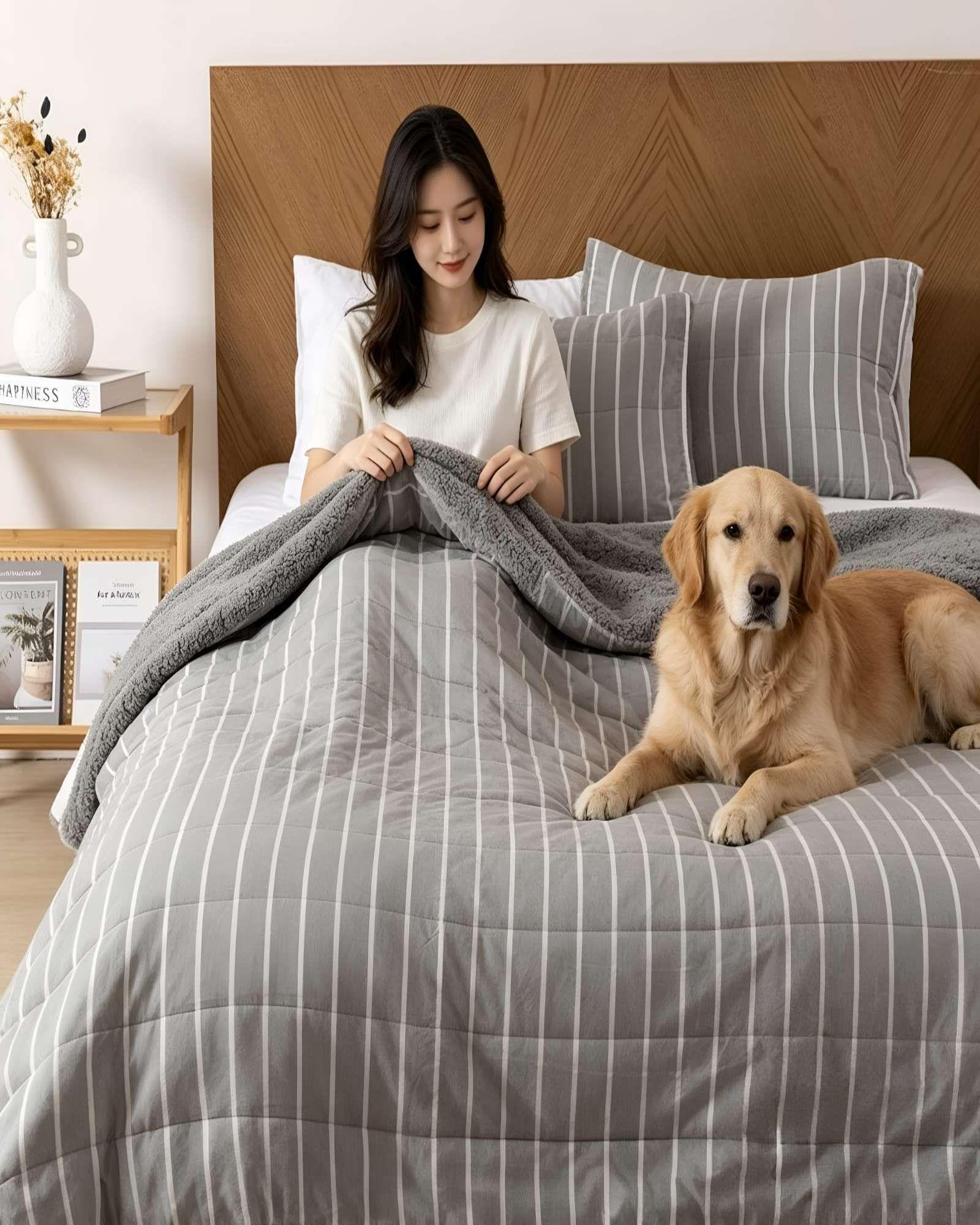 Plumon Quilt King Con Sherpa Palma Cationic Suave m3-2
