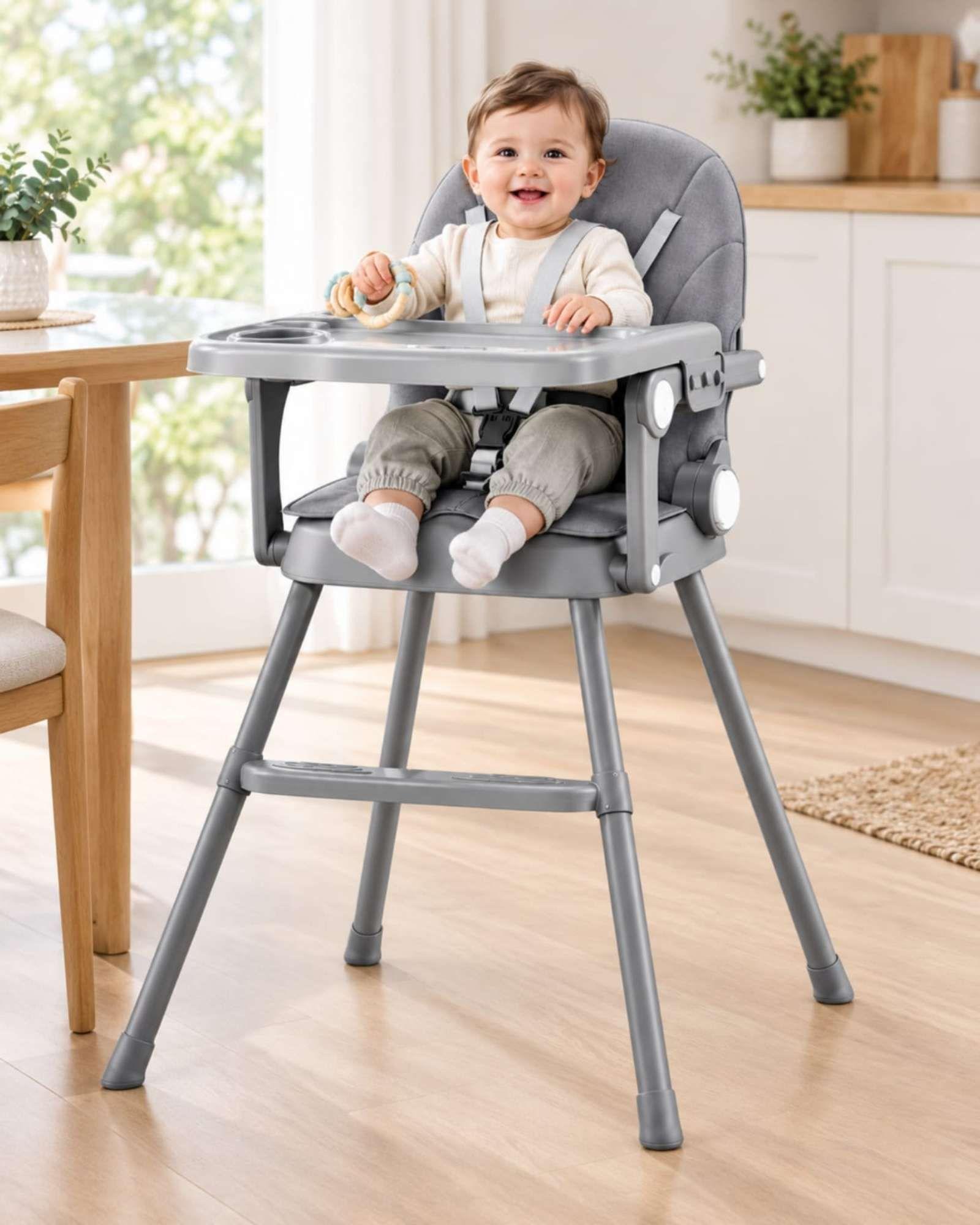Silla de comer  para Bebé 2 en 1 con Bandeja y Arnés de 5 Puntos  y Reposapiés-0