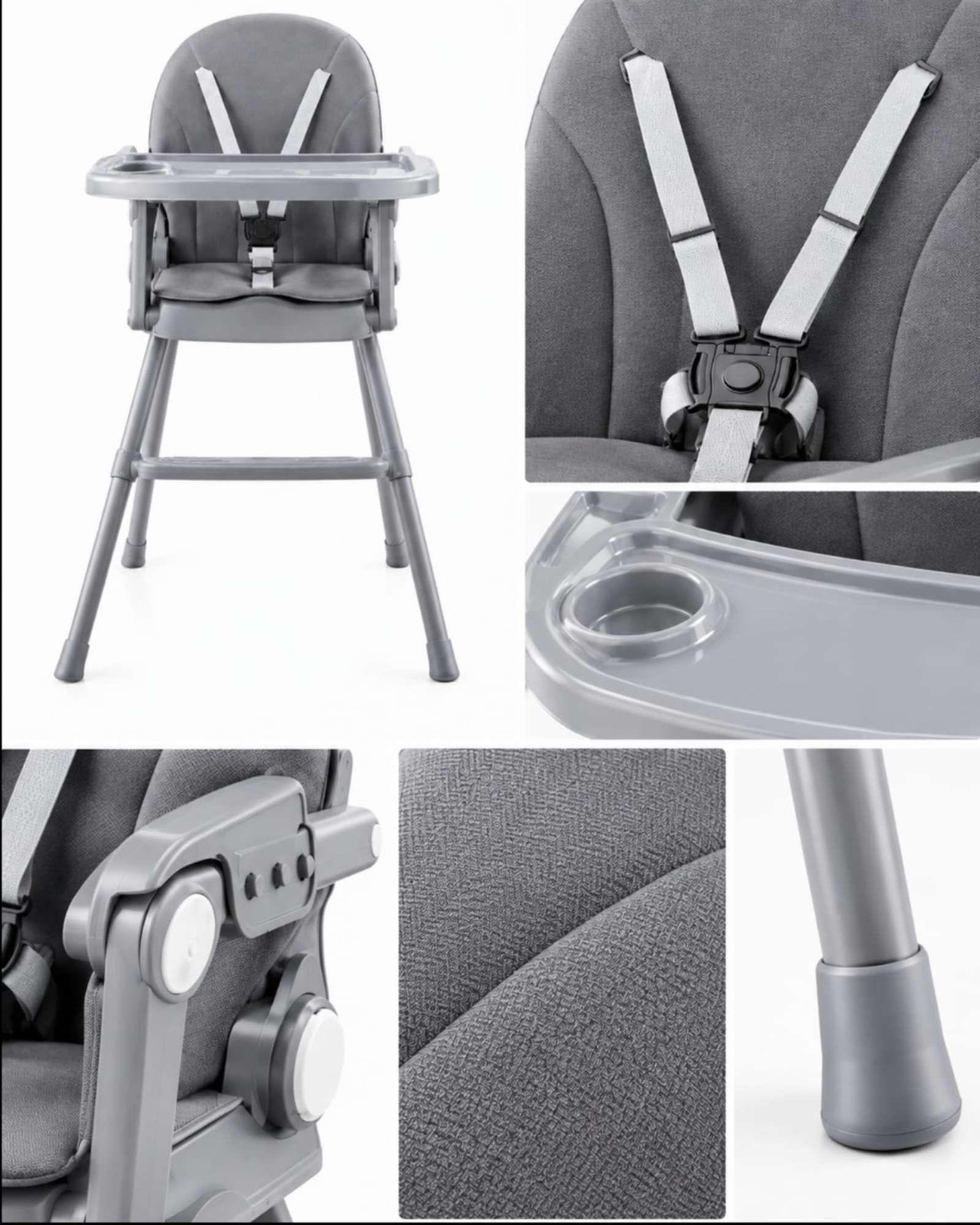 Silla de comer  para Bebé 2 en 1 con Bandeja y Arnés de 5 Puntos  y Reposapiés-1