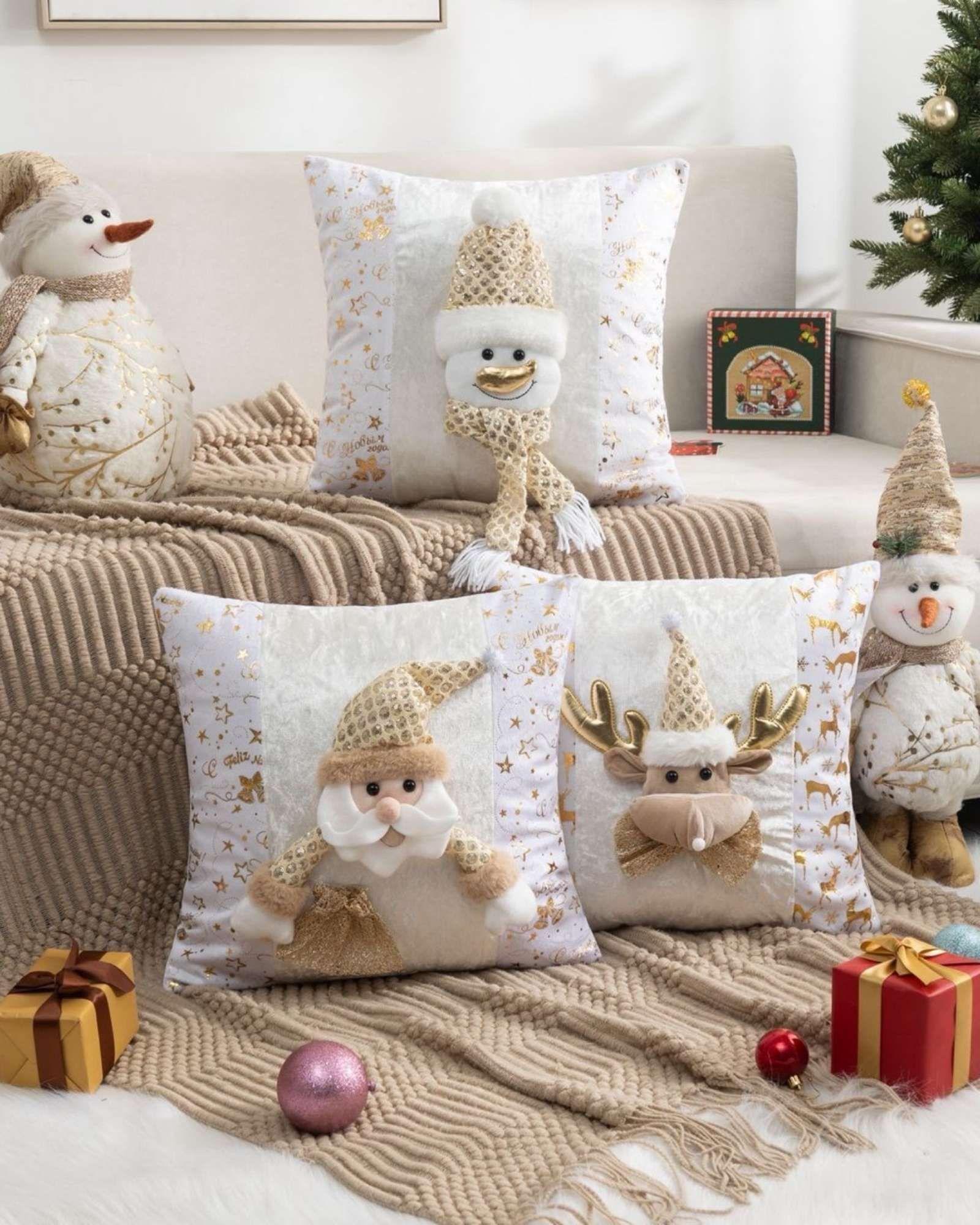 SET DE 4 FUNDAS DE COJIN PARA NAVIDAD 3D   B8-1