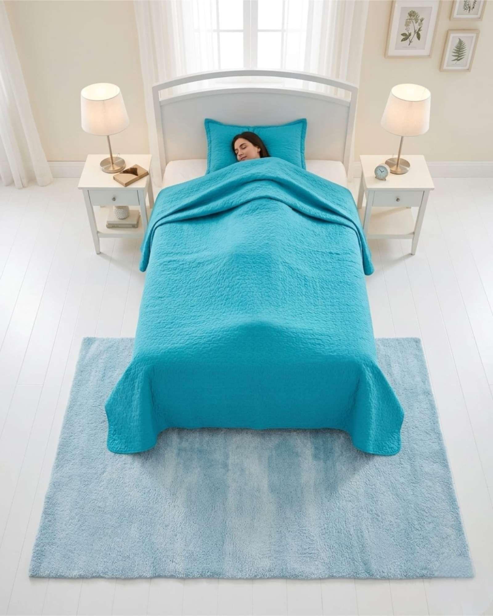 Cubrecama Quilt Verano Plaza y Media Delgado Texturizado Set Con Fundas a5-0