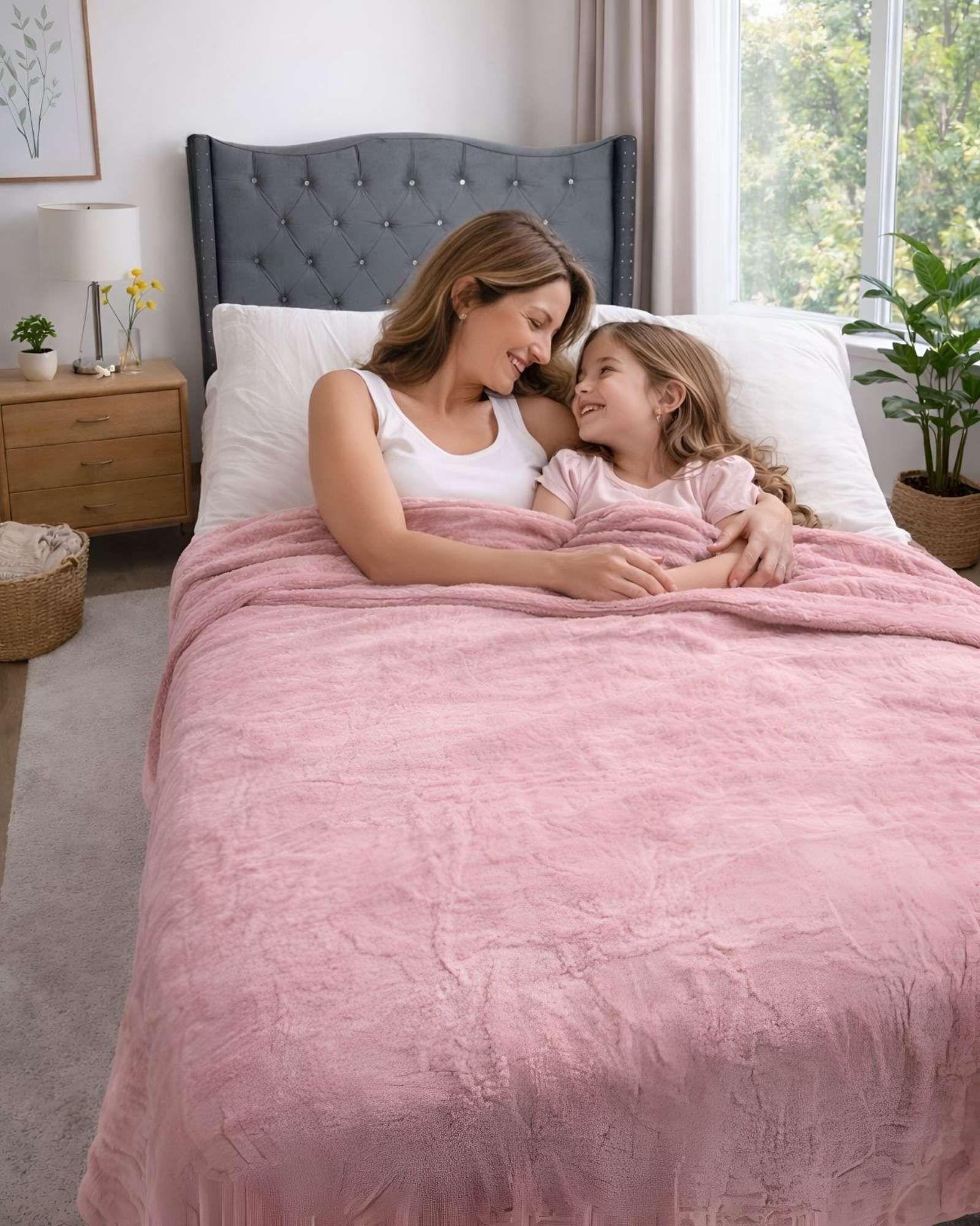 Frazada Térmica de Plush con Reverso en Chiporro rosado-3