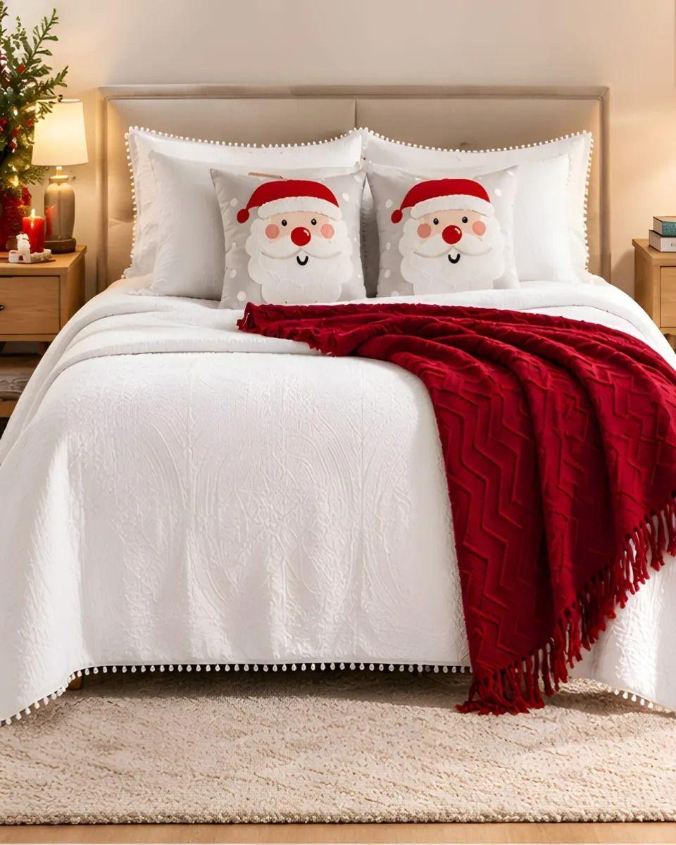 Set de Cama Navideño con Cubrecamas y 2 Fundas de Cojin 2 Plazas m10-1