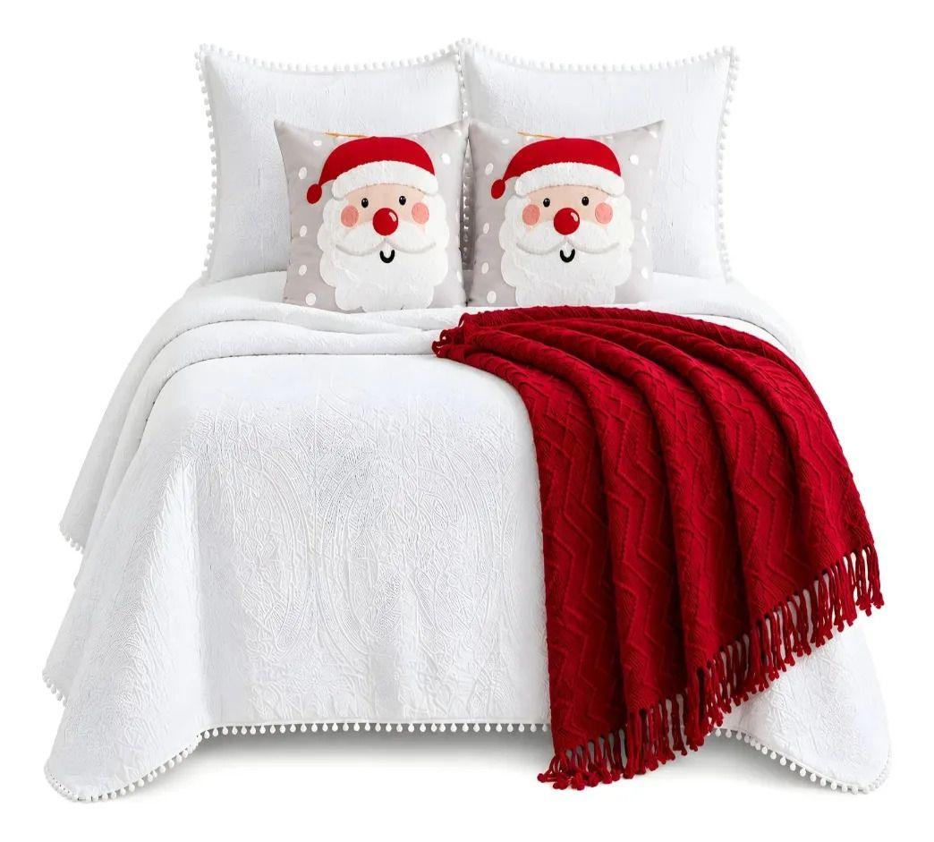 Set de Cama Navideño con Cubrecamas y 2 Fundas de Cojin 2 Plazas m10-2