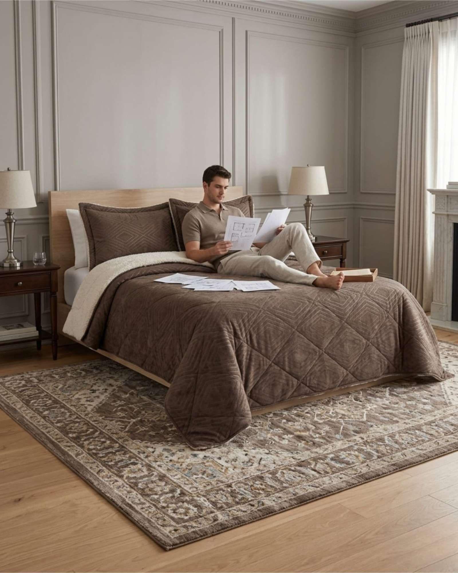 Plumon De Microfibra Embossed Sherpa King m6-4
