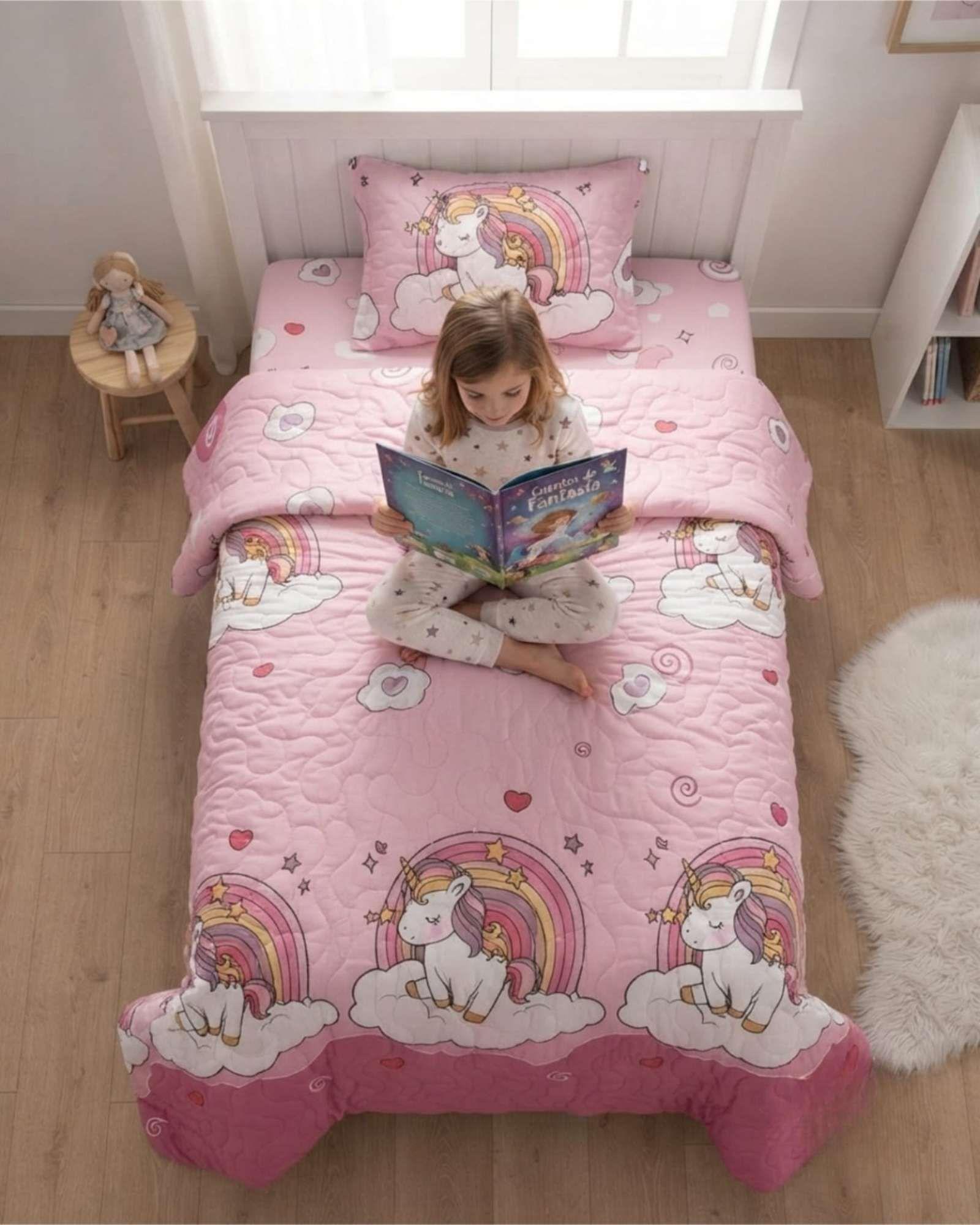 Cubrecamas Quilt De Verano Infantil Plaza y Media Mas 1 Almohada m1-2