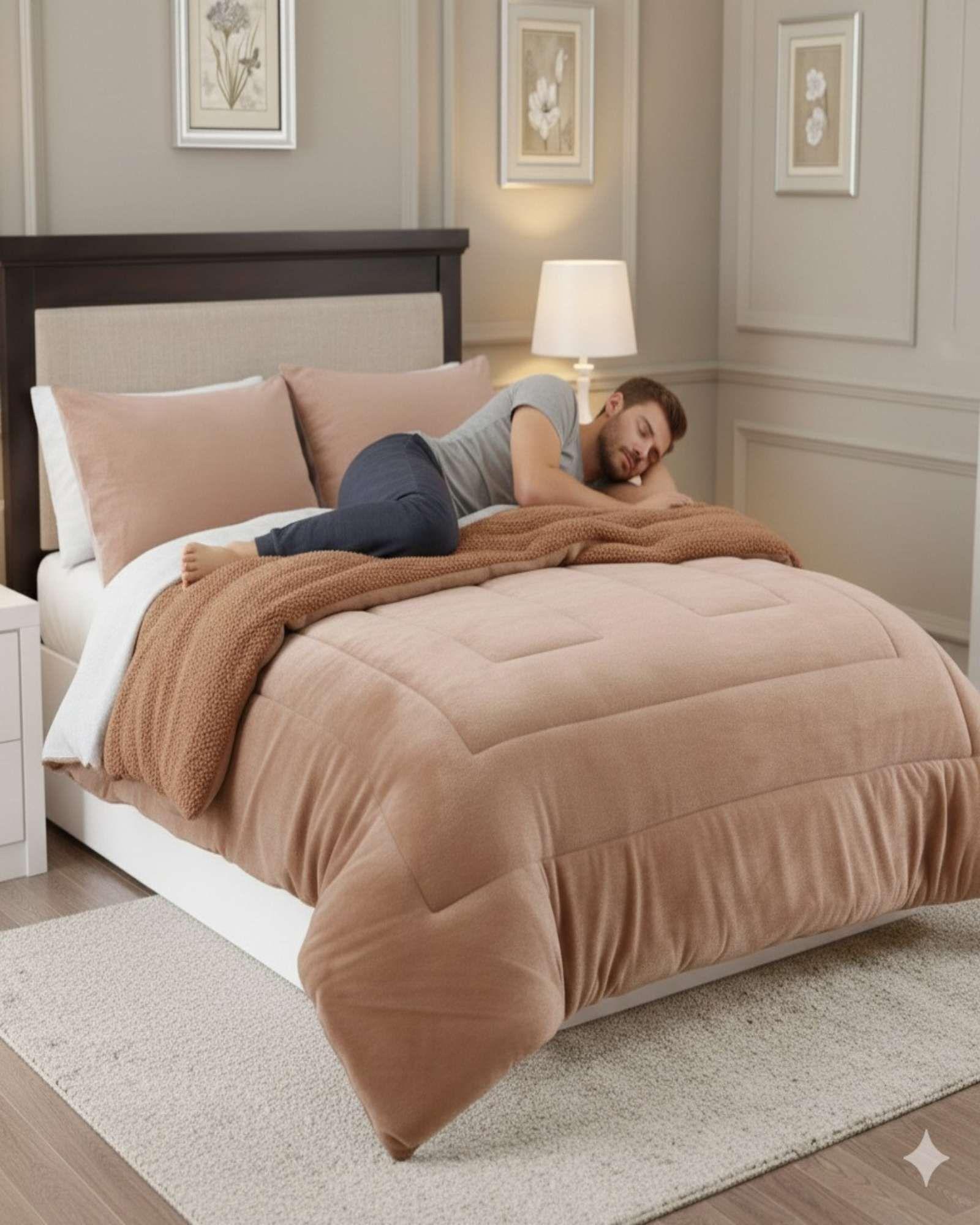 Cubrecama Premium Plush y Chiporro - Invierno King beige-3