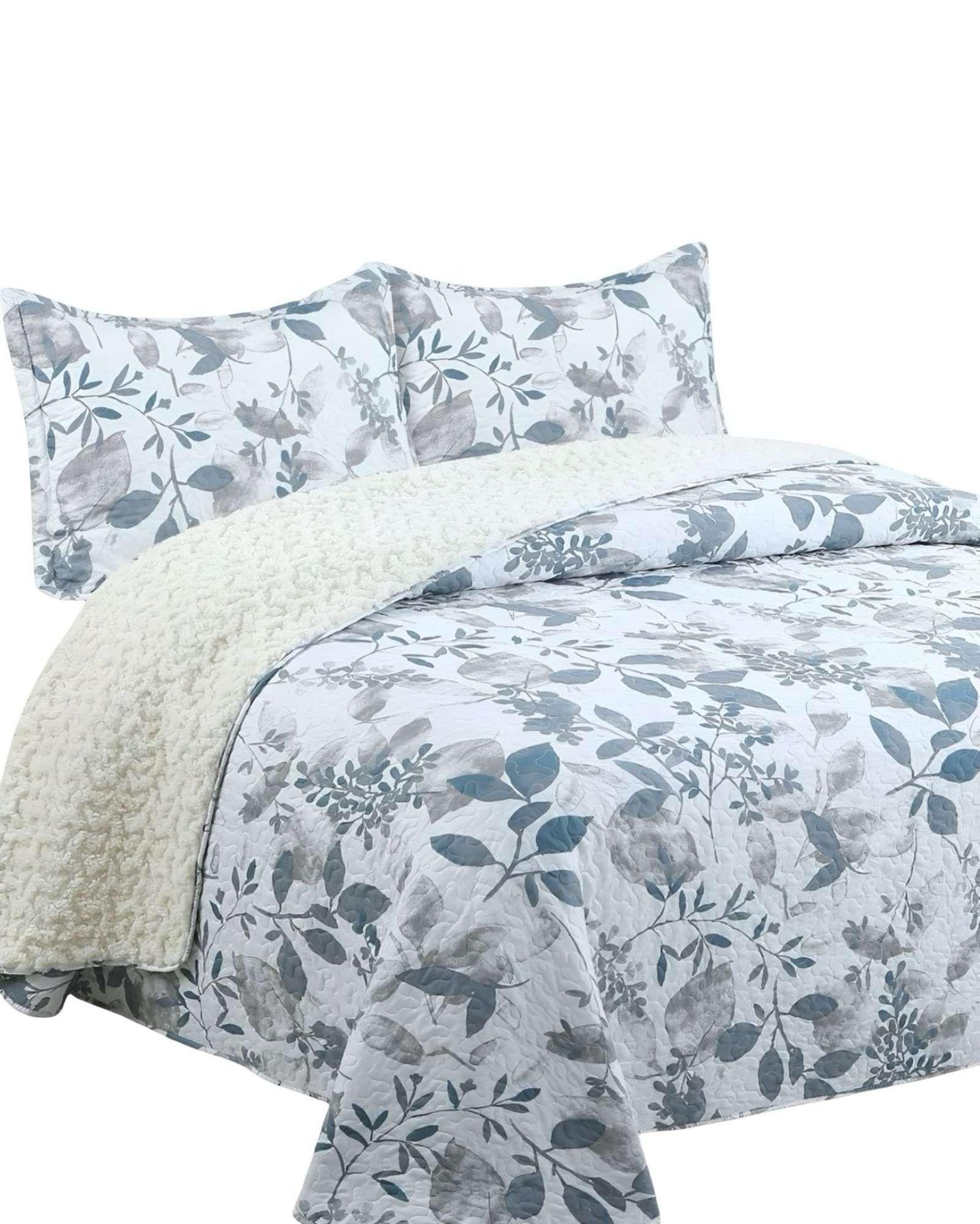 Cubrecama Quilt con sherpa king blanco 250 x 270 cm J18-2