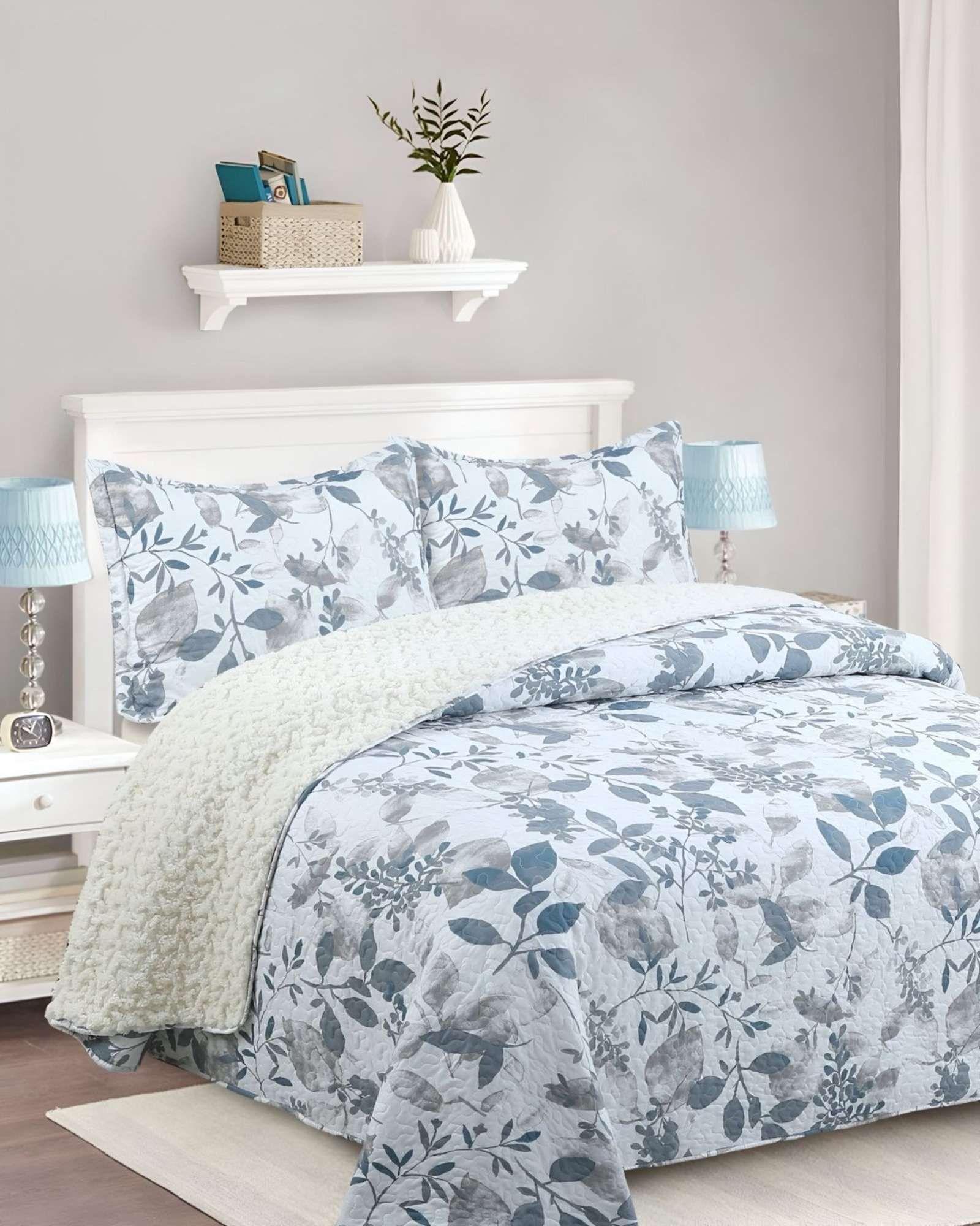Cubrecama Quilt con sherpa king blanco 250 x 270 cm J18-3