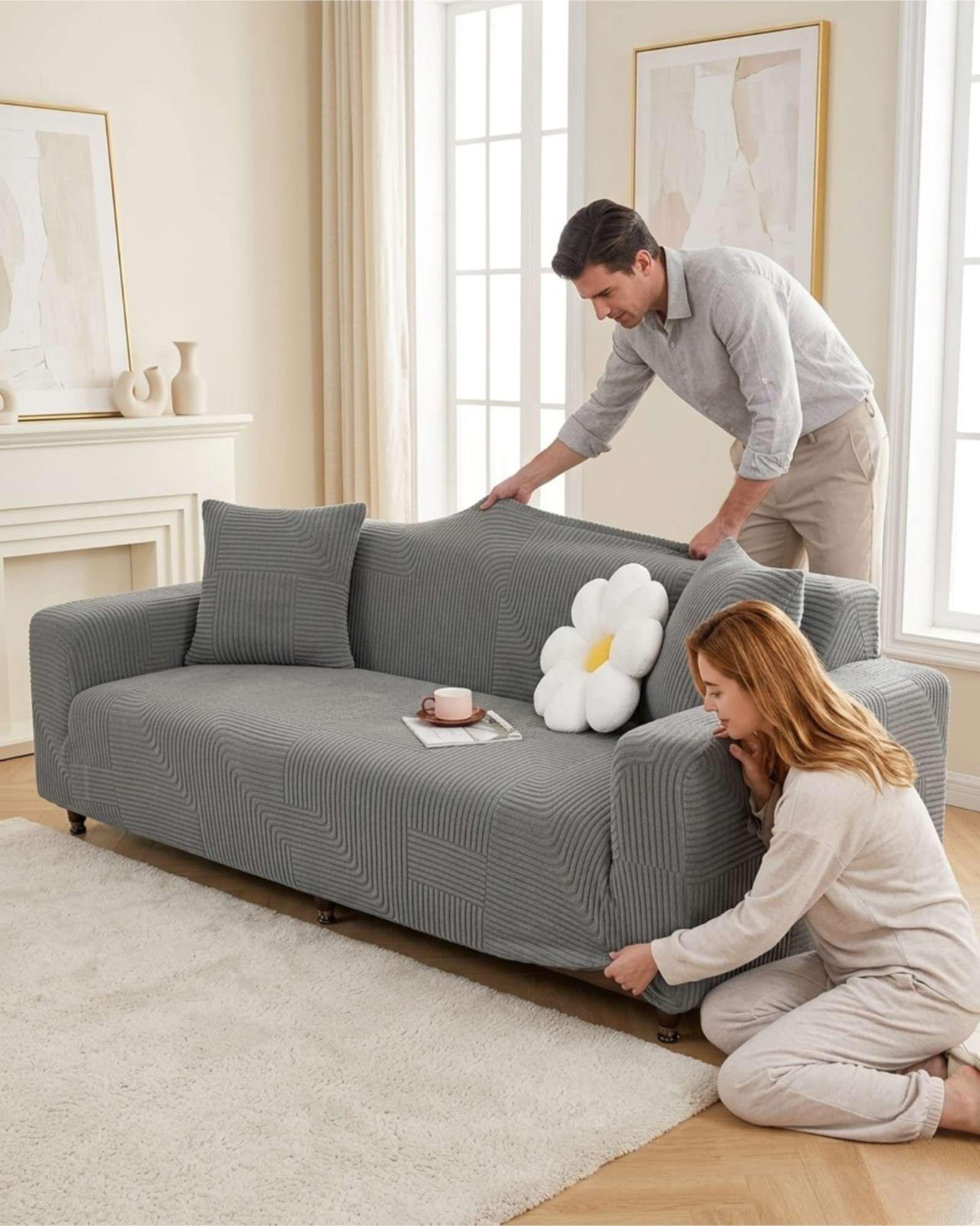 Funda De Sofa 4 Cuerpos Tela Polar Elastico Suave m2-0