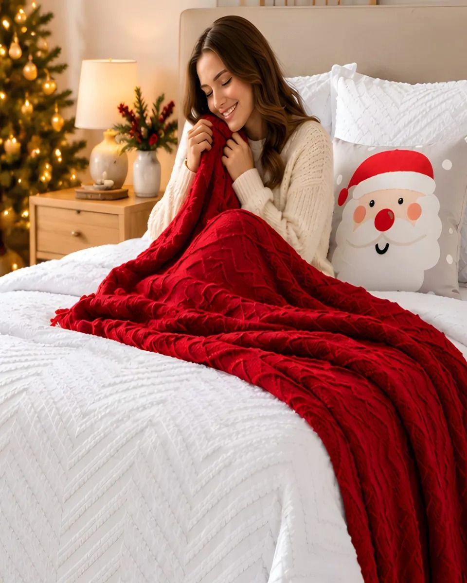 Set de Cama Navideño con Cubrecamas y 2 Fundas de Cojin 2 Plazas m23-1