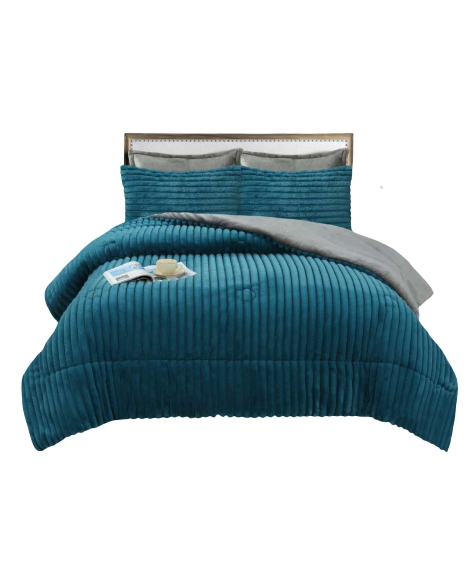 Cubrecama Peludito con Relieve y Chiporro 2 plazas azul-2