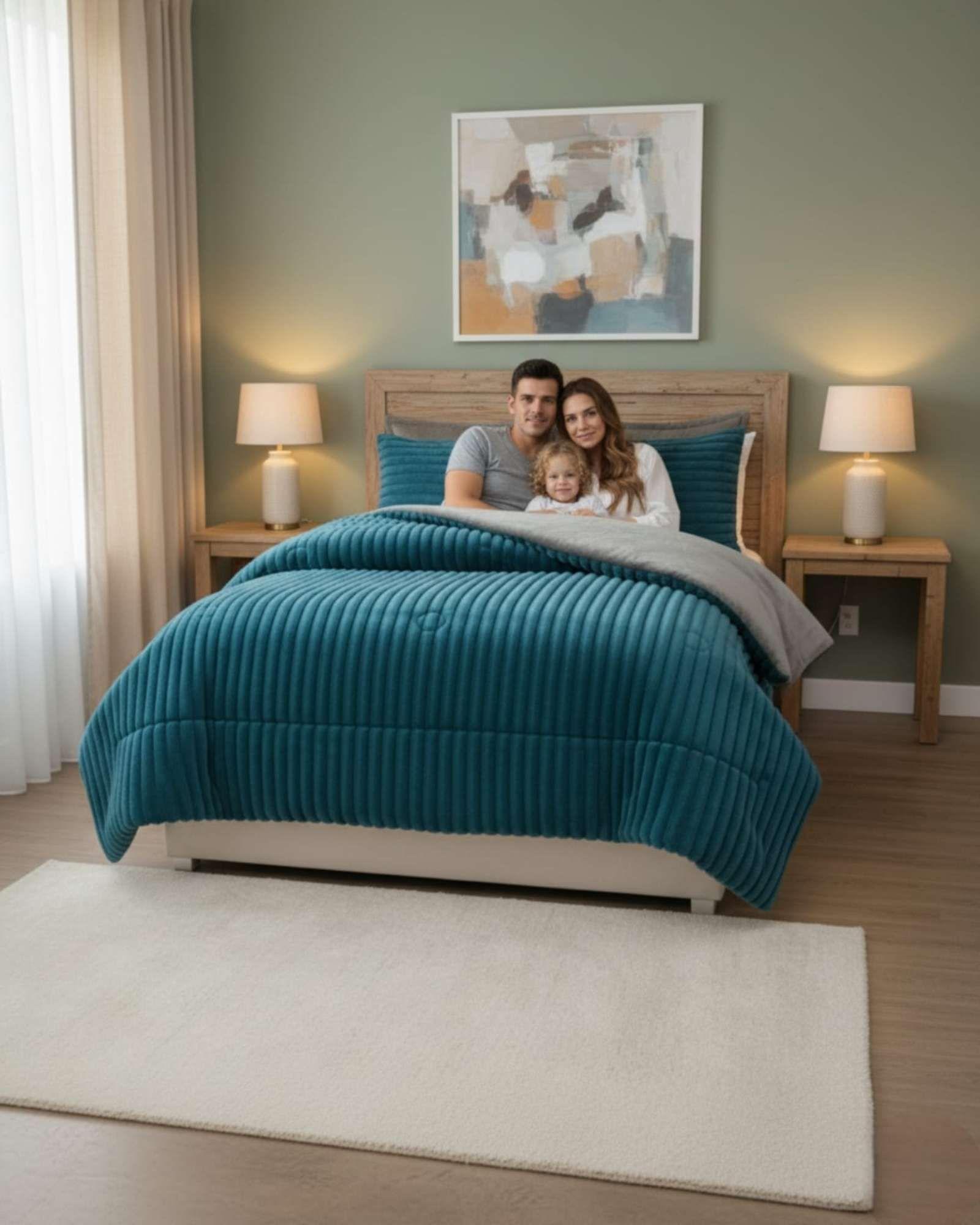 Cubrecama Peludito con Relieve y Chiporro 2 plazas azul-3