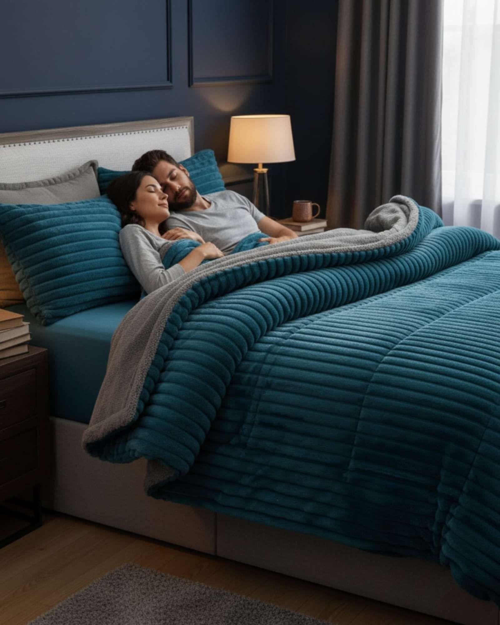 Cubrecama Peludito con Relieve y Chiporro 2 plazas azul-4