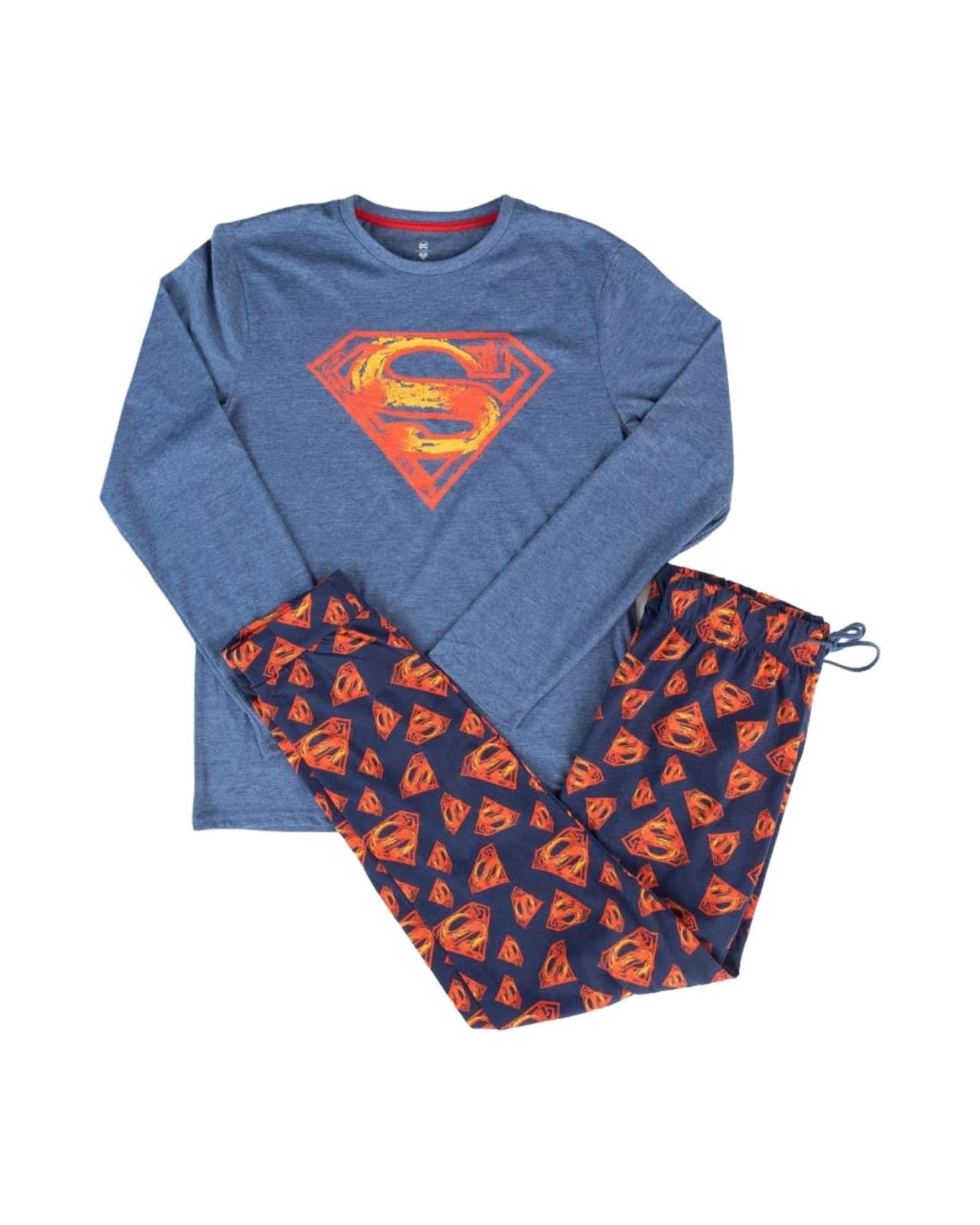 Pijama Hombre Superman Micropolar Térmico Invierno Talla L A4-4