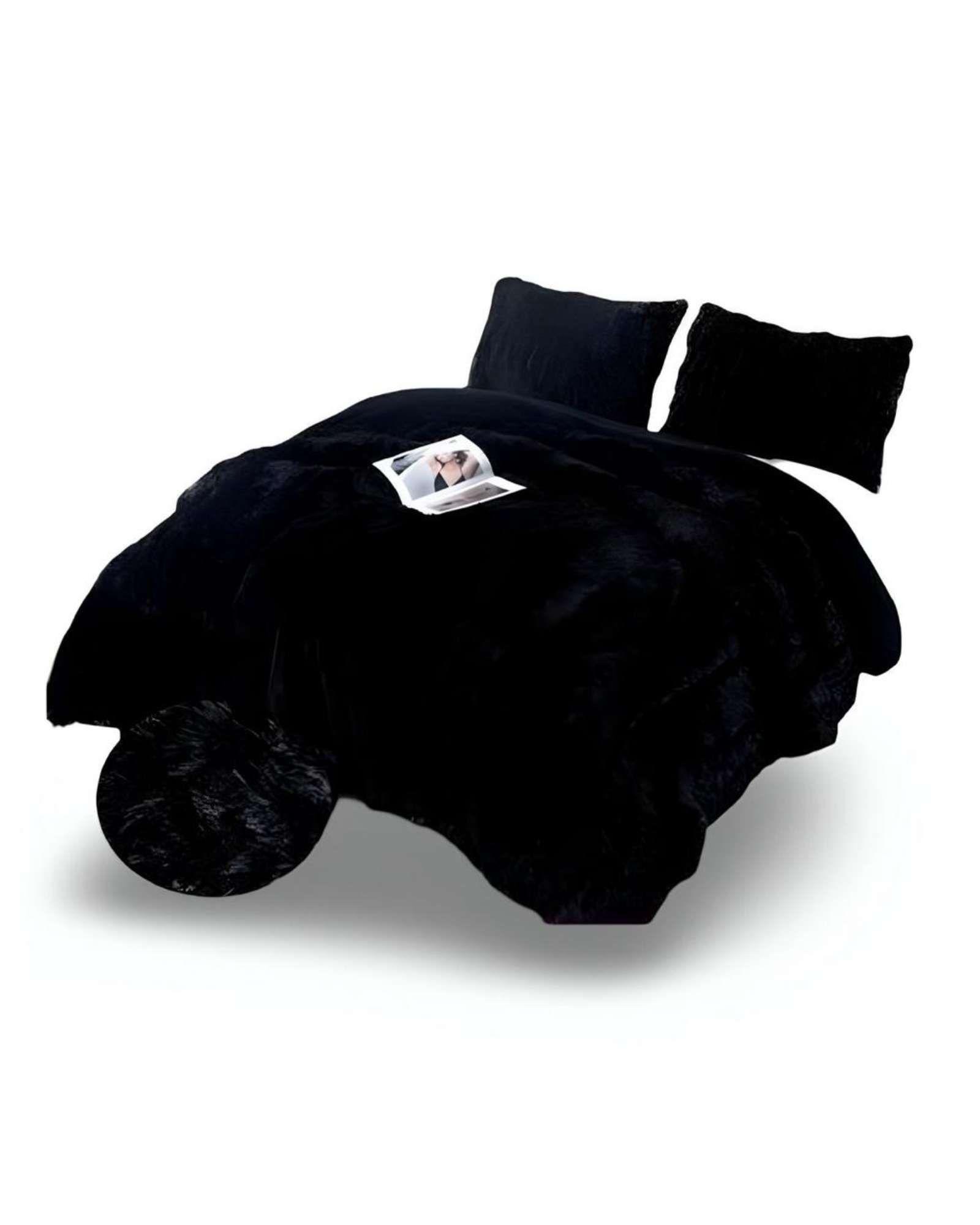 COBERTOR ELEGANTE CHIPORRO UNICOLOR PELUDO DE INVIERNO PLAZA Y MEDIA S59-2