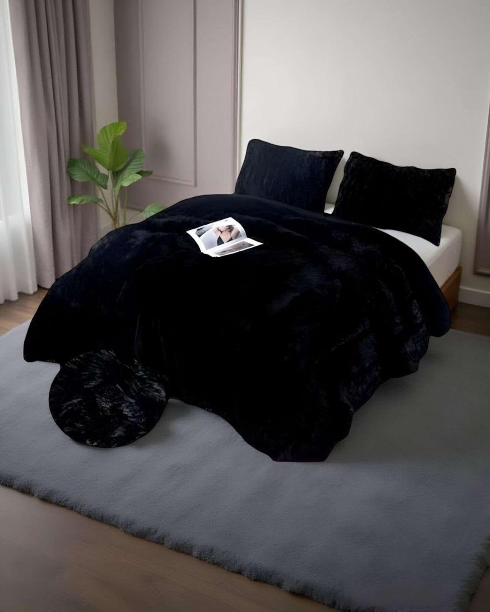 COBERTOR ELEGANTE CHIPORRO UNICOLOR PELUDO DE INVIERNO PLAZA Y MEDIA S59-3