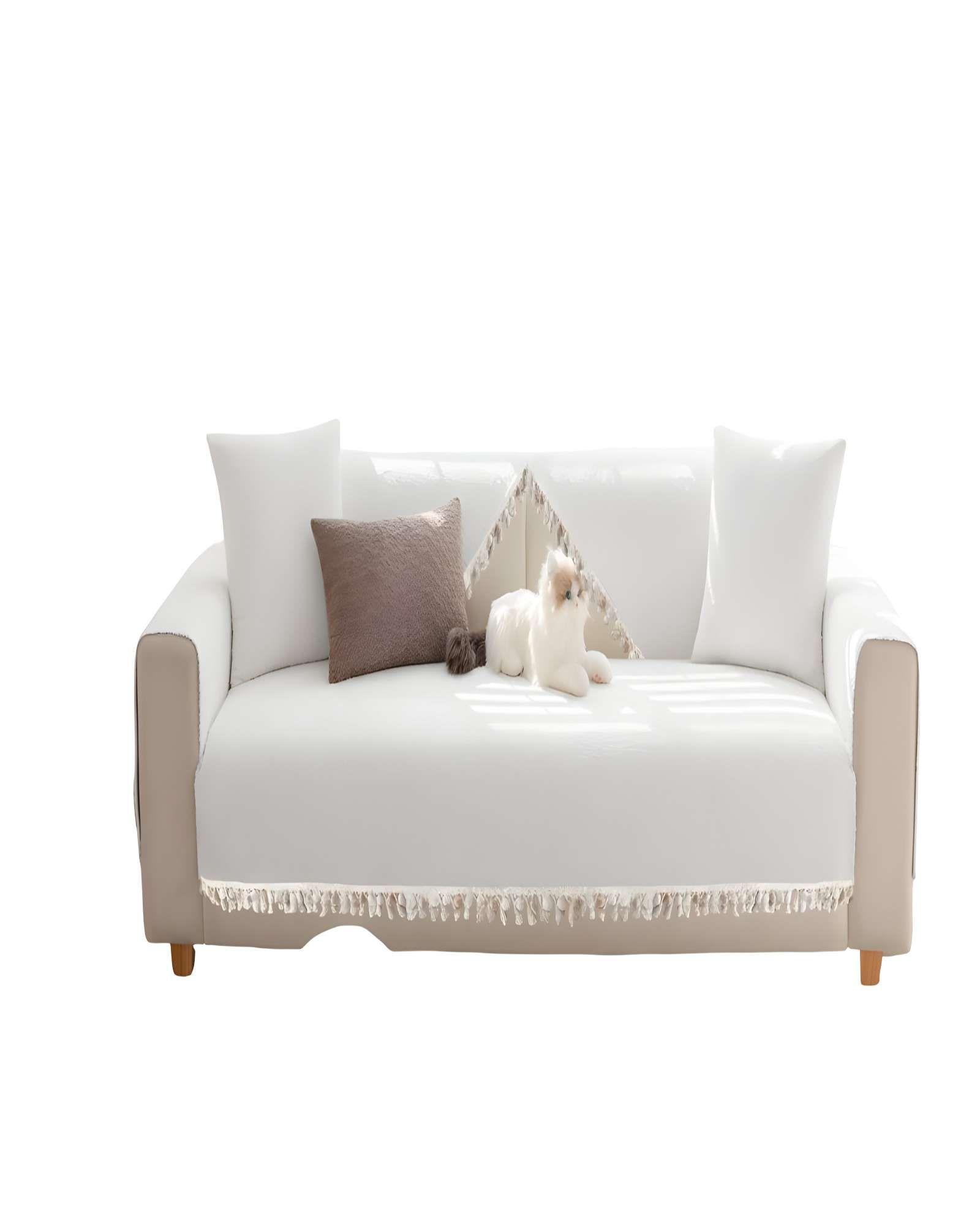PACK DE 5 FUNDAS DE SILLÓN CON FLECOS BLANCO-0