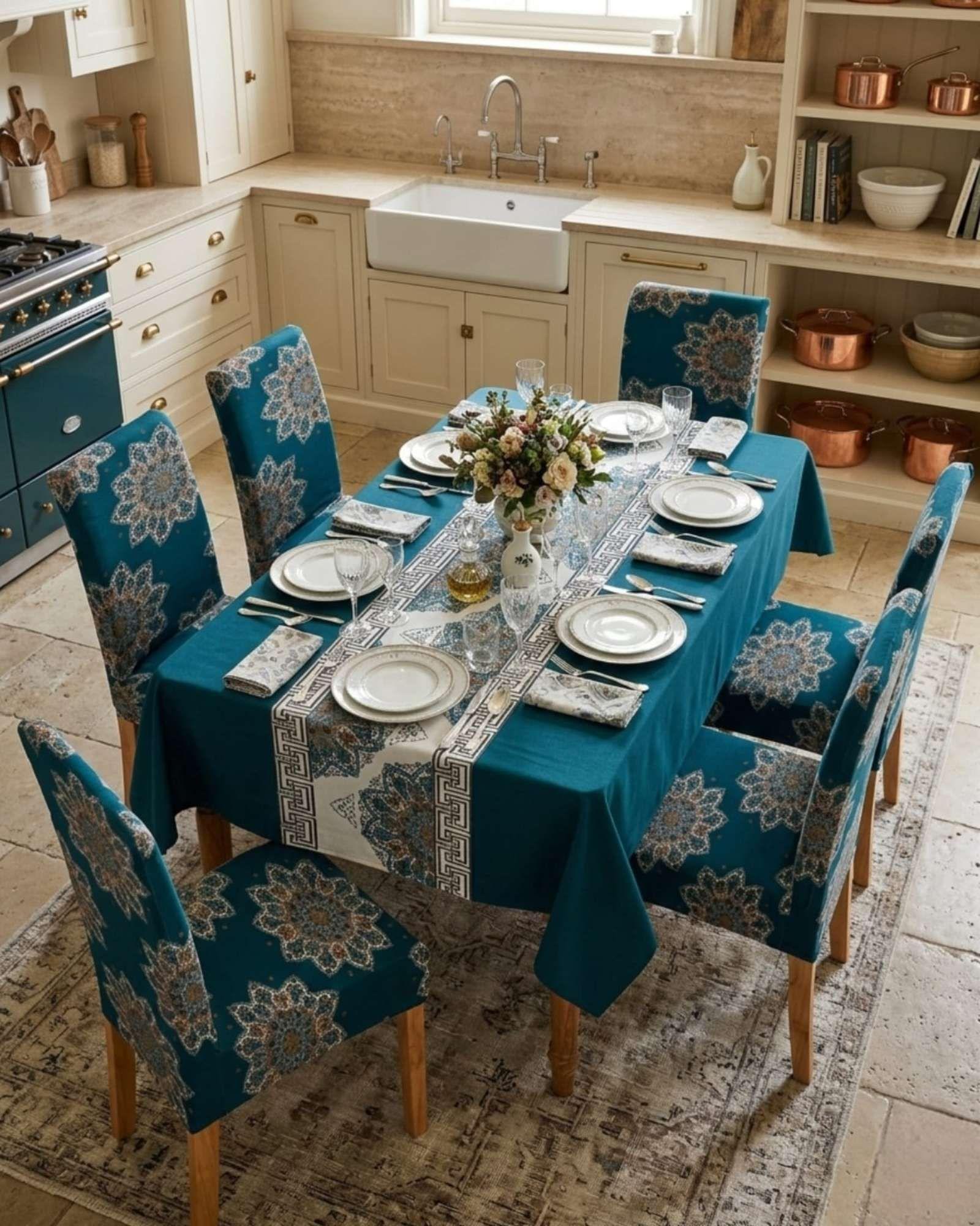 Juego De Mantel Antimanchas 140x220 + 6 Fundas De Silla 03-2