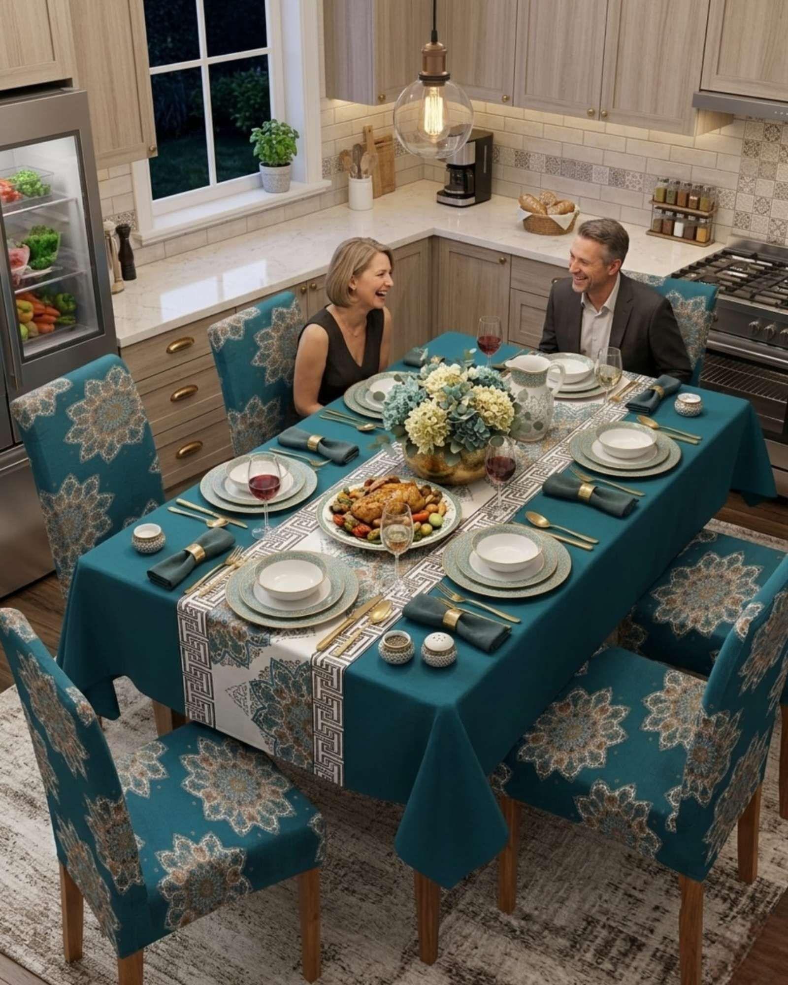 Juego De Mantel Antimanchas 140x220 + 6 Fundas De Silla 03-3