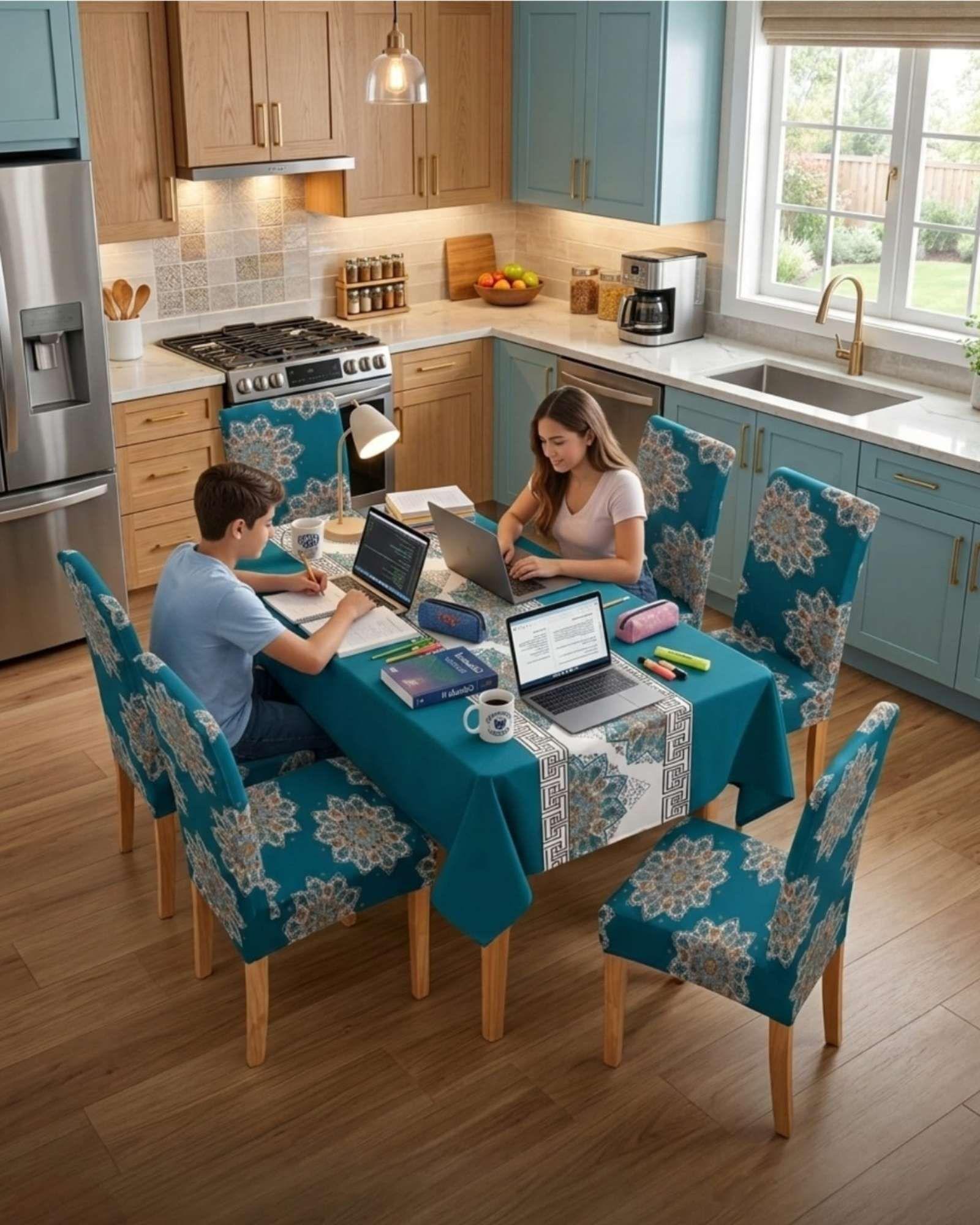 Juego De Mantel Antimanchas 140x220 + 6 Fundas De Silla 03-4