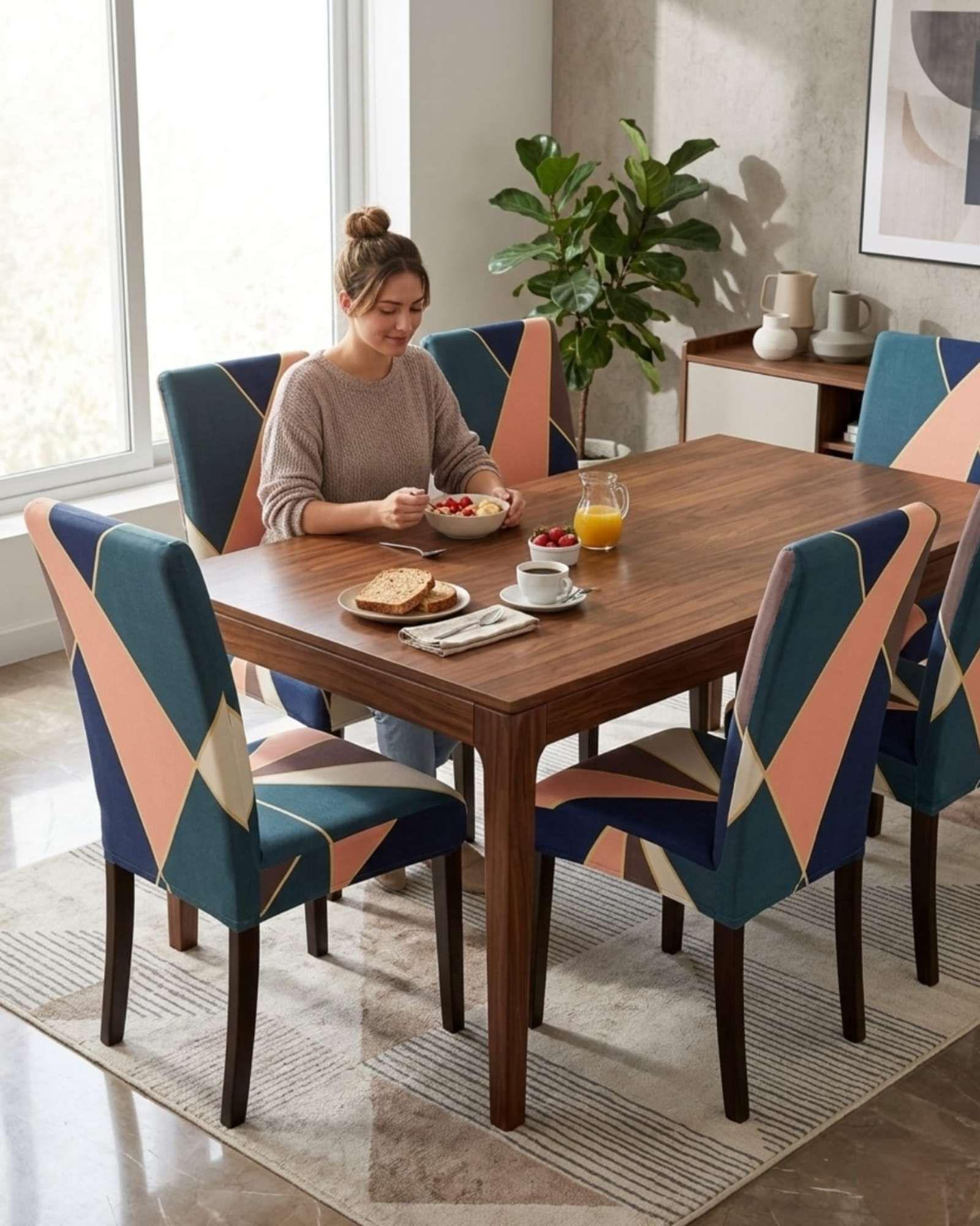 JUEGOS DE 6 FUNDAS PARA SILLAS  CON DISEÑO ELASTICO M14-2