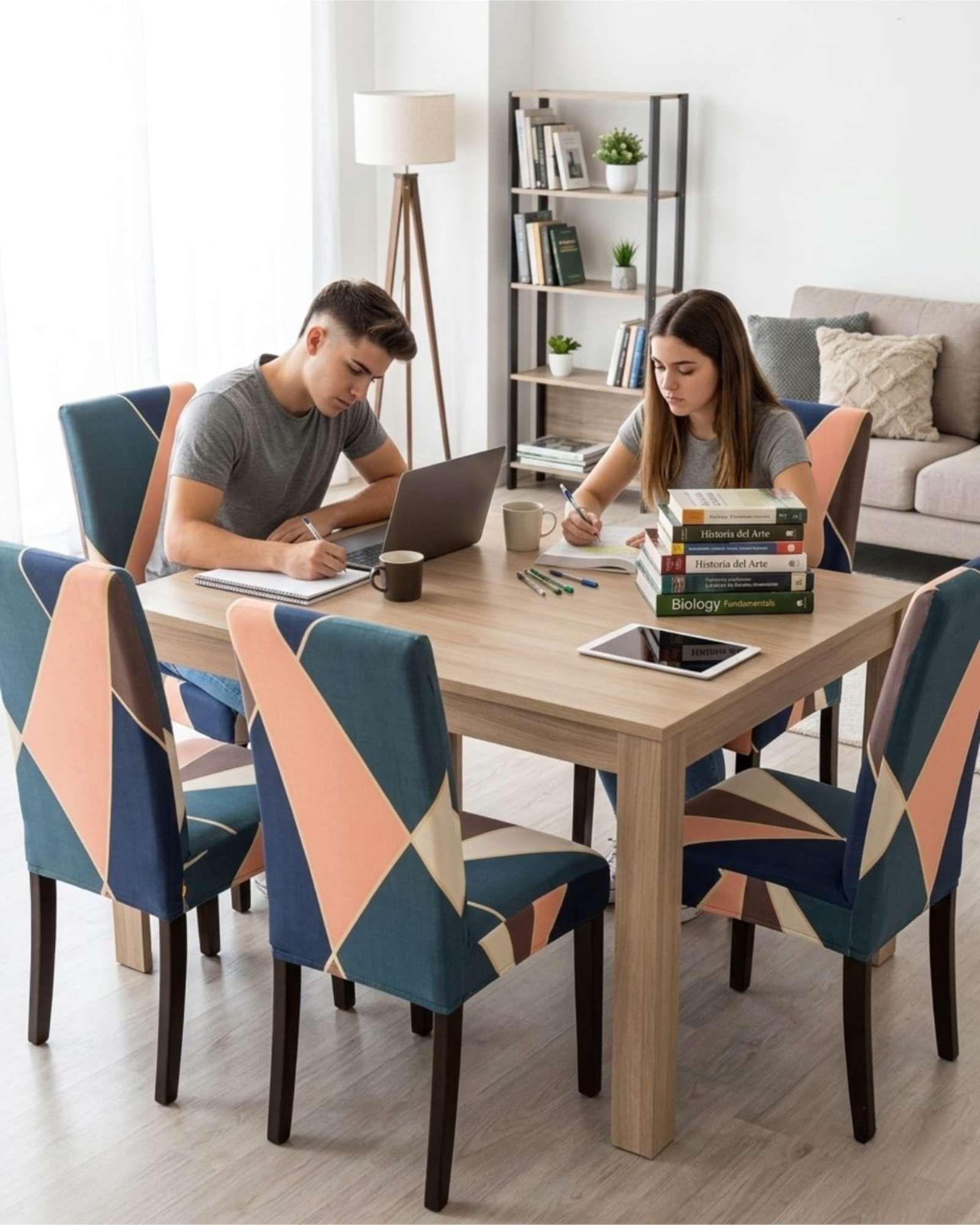 JUEGOS DE 6 FUNDAS PARA SILLAS  CON DISEÑO ELASTICO M14-3