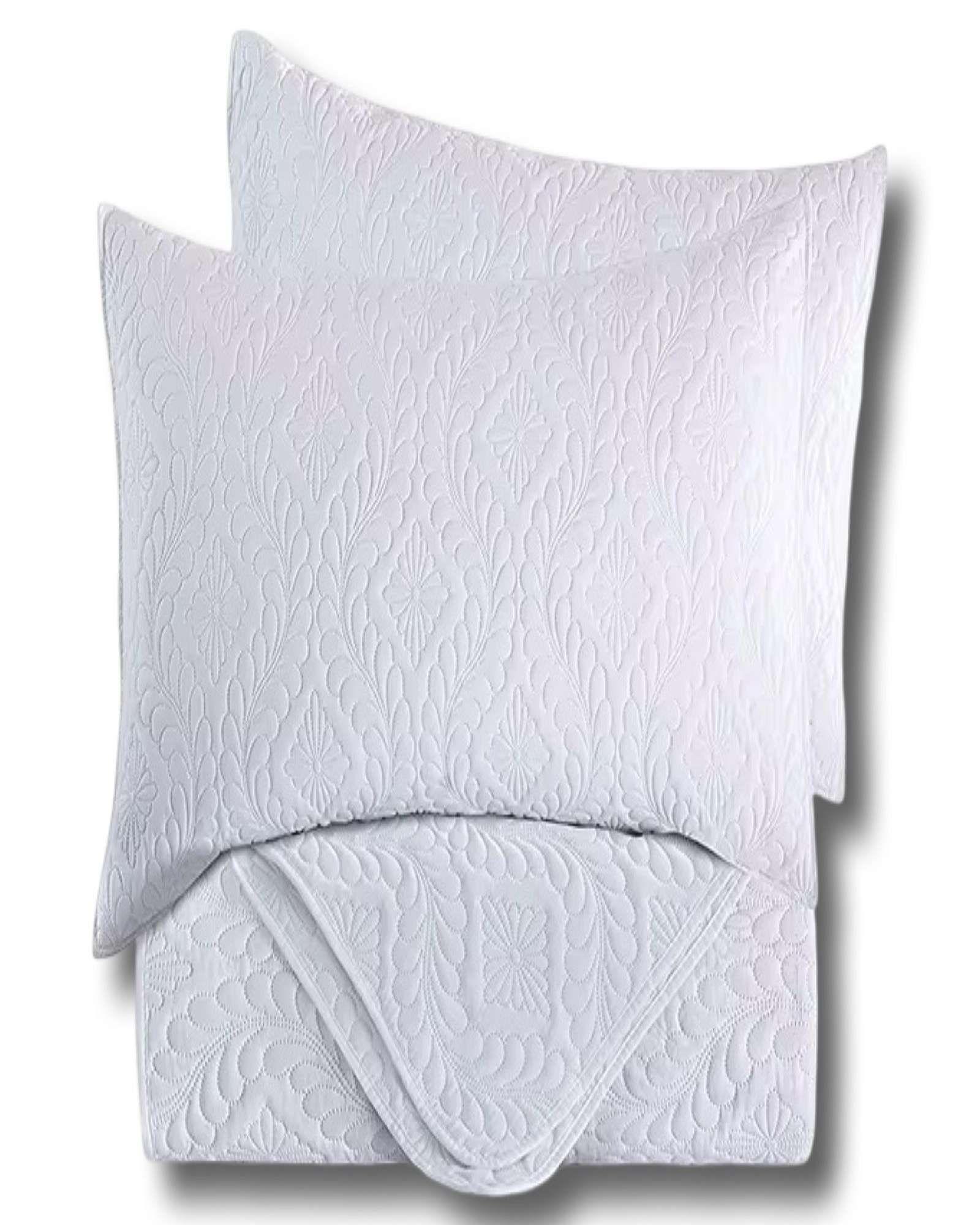 CUBRECAMA ELEGANTE  QUILT VERANO 2 PLAZA BLANCO-2