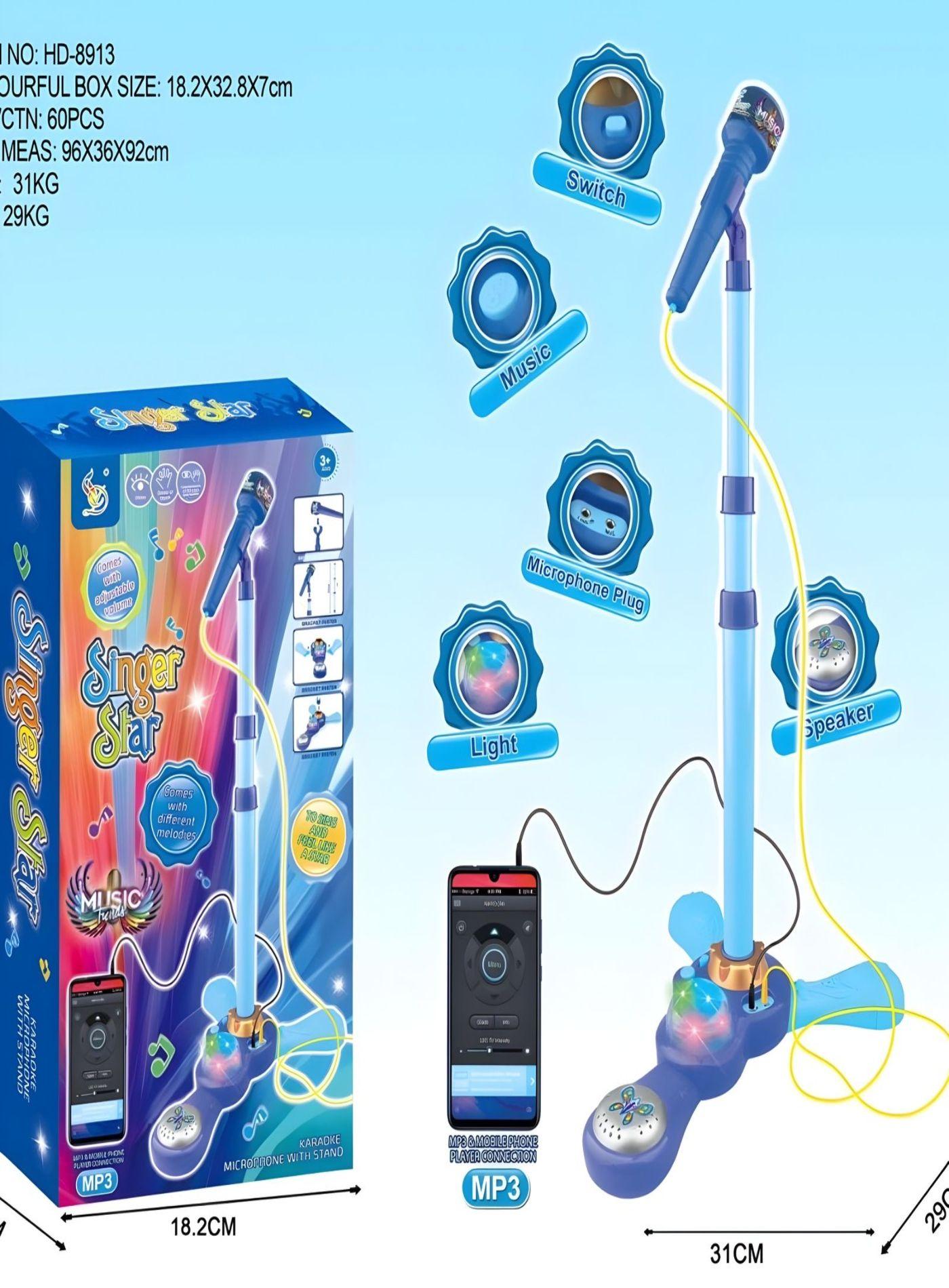 Juguete Micrófono Karaoke Pedestal Luces MP3 27n1-1