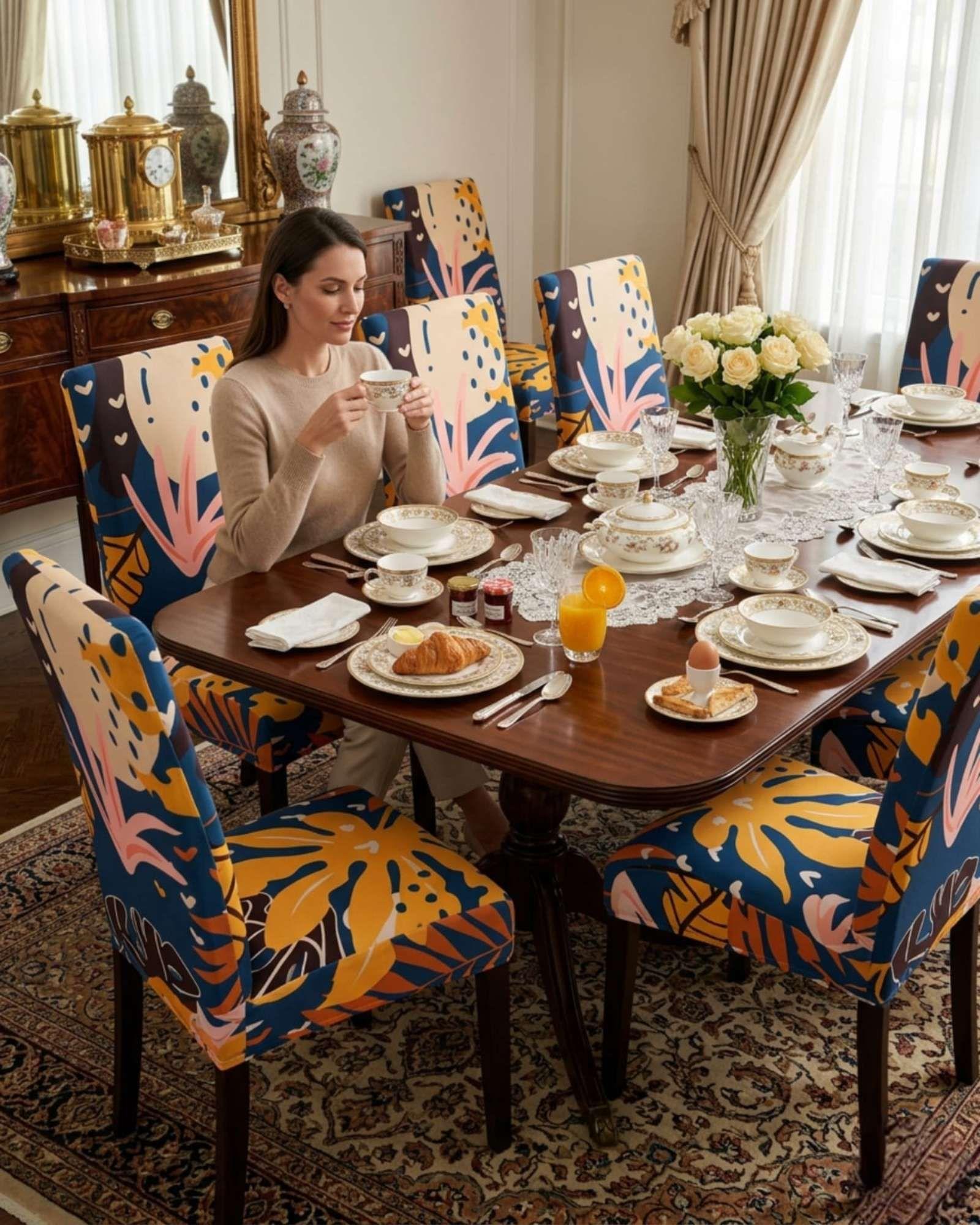 JUEGOS DE 6 FUNDAS PARA SILLAS  CON DISEÑO ELASTICO M5-3